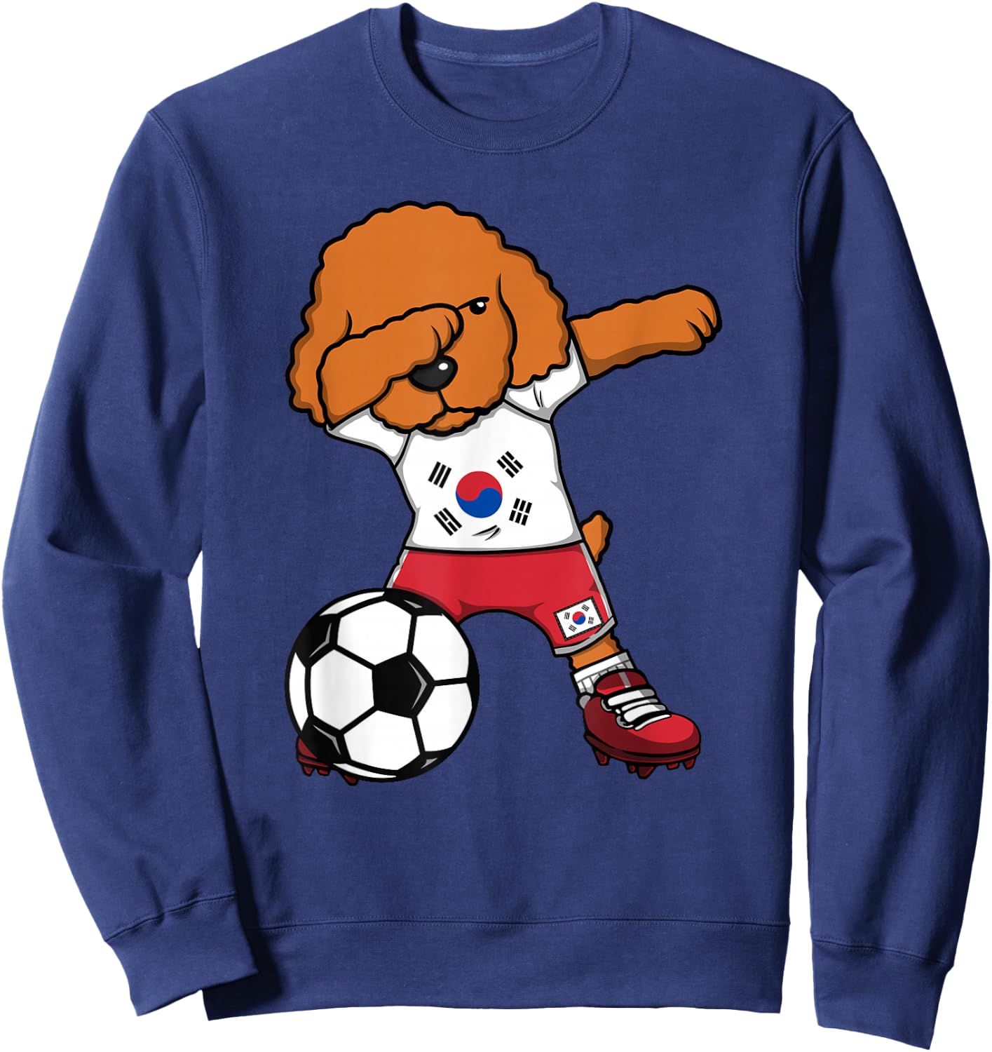 Dabbing Poodle Dog South Korea Soccer Fans Jersey Football Men Women Kids Sweatshirt - Sweatshirt | Navy