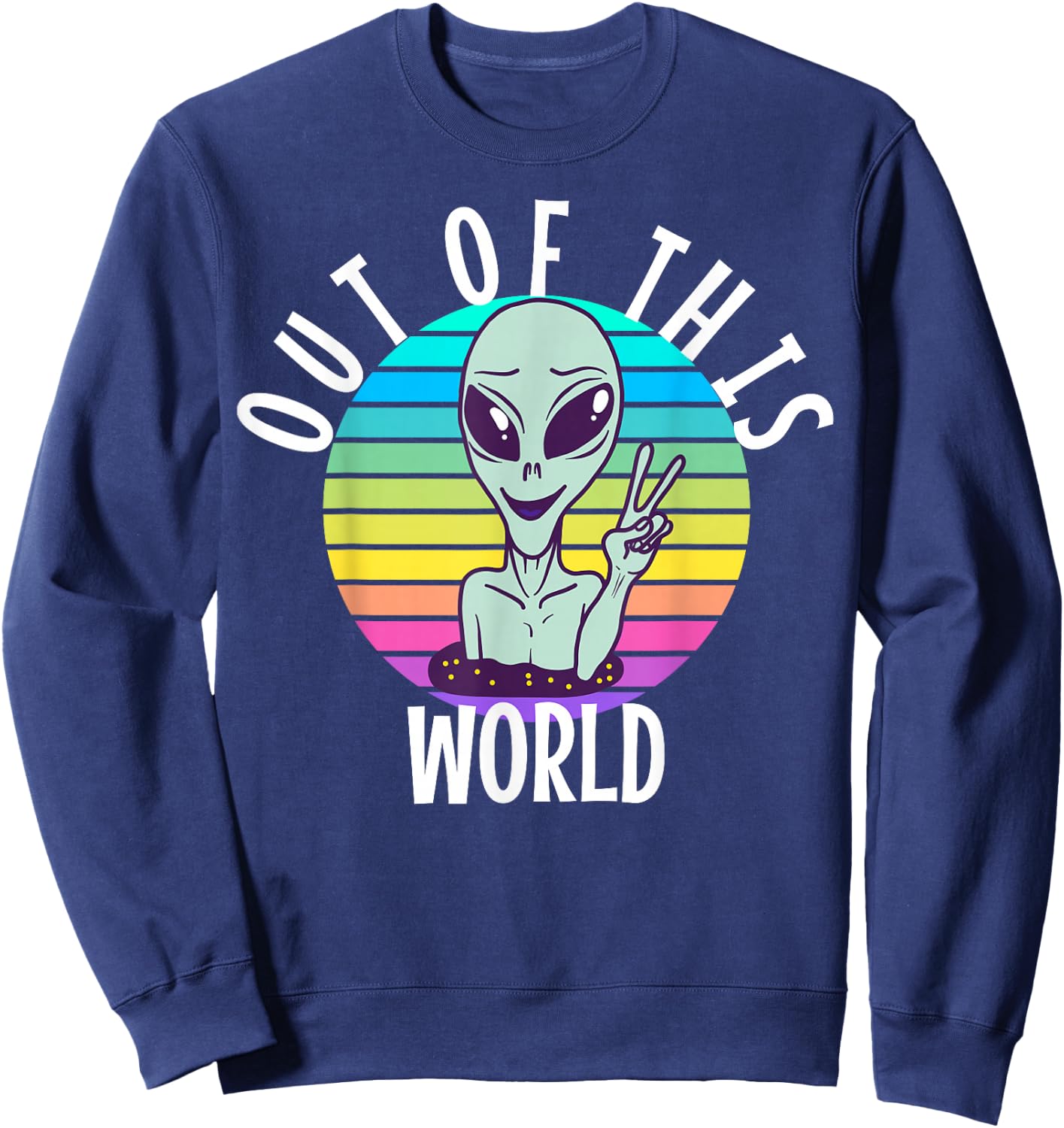 Funny Alien and UFO Space Apparel Out of This World - -Adults, -Kids - Black - Short Sleeve - Alien-Themed - Cotton, Polyester - Small Sweatshirt - Sweatshirt | Navy