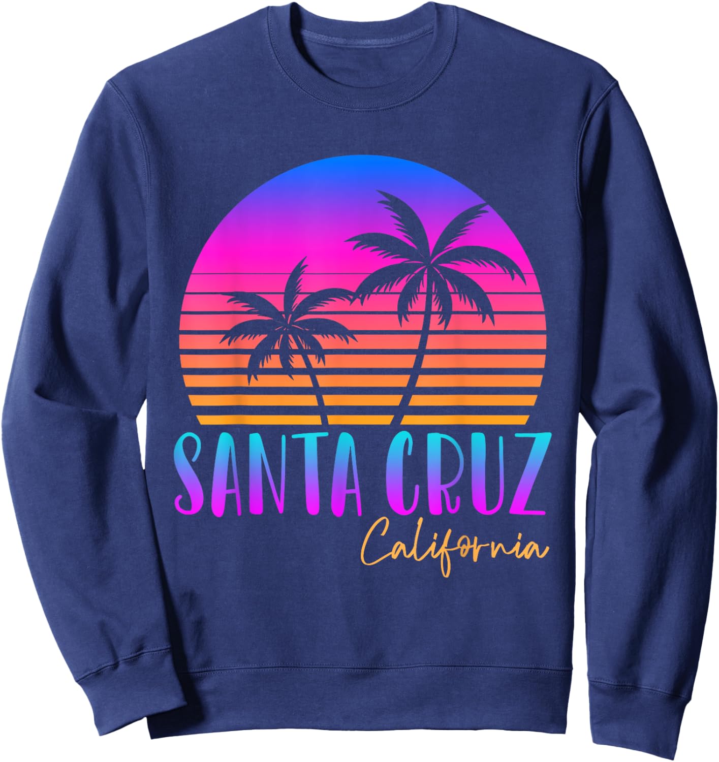 Santa Cruz California Summer Sun Palms Beach Sweatshirt - Sweatshirt | Navy
