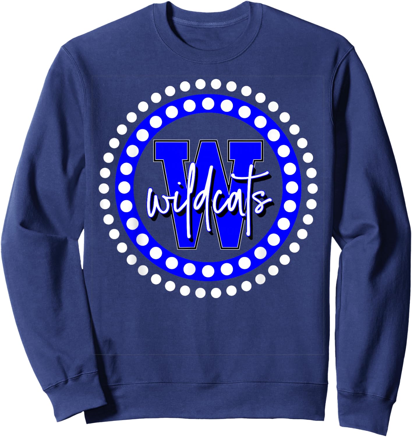 Wildcats Spirit Circle Blue White Sweatshirt - Sweatshirt | Navy