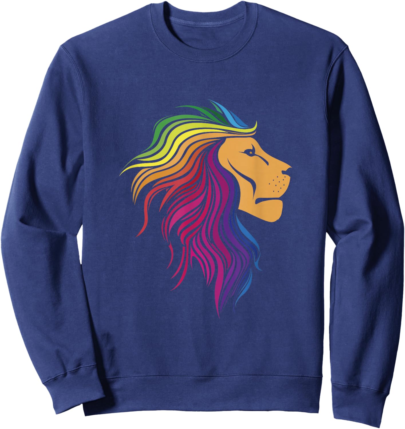 Rainbow Lion | Rainbow Lesbian Funny Pride Month Sweatshirt - Sweatshirt | Navy