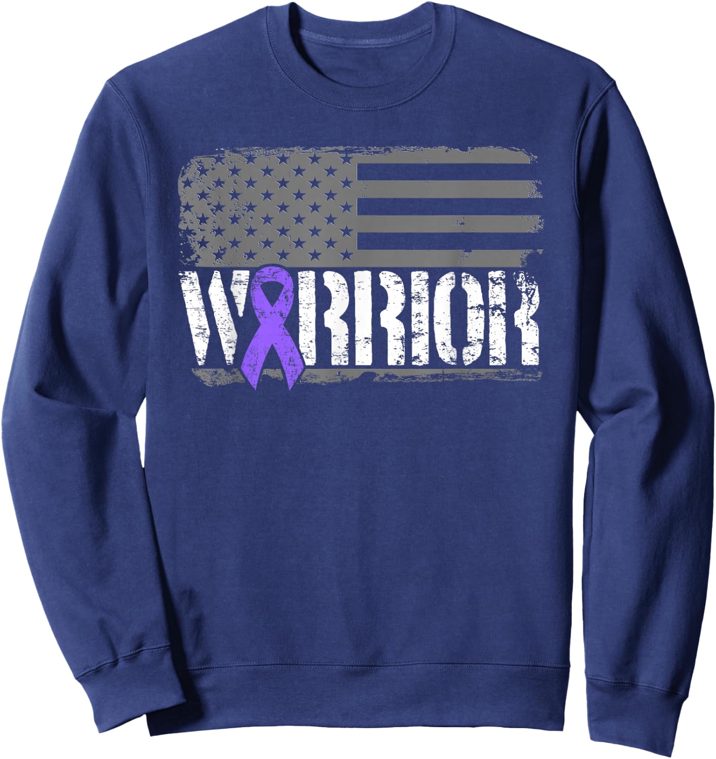 Hodgkins Lymphoma Warrior Awareness - American Flag Sweatshirt - Sweatshirt | Navy