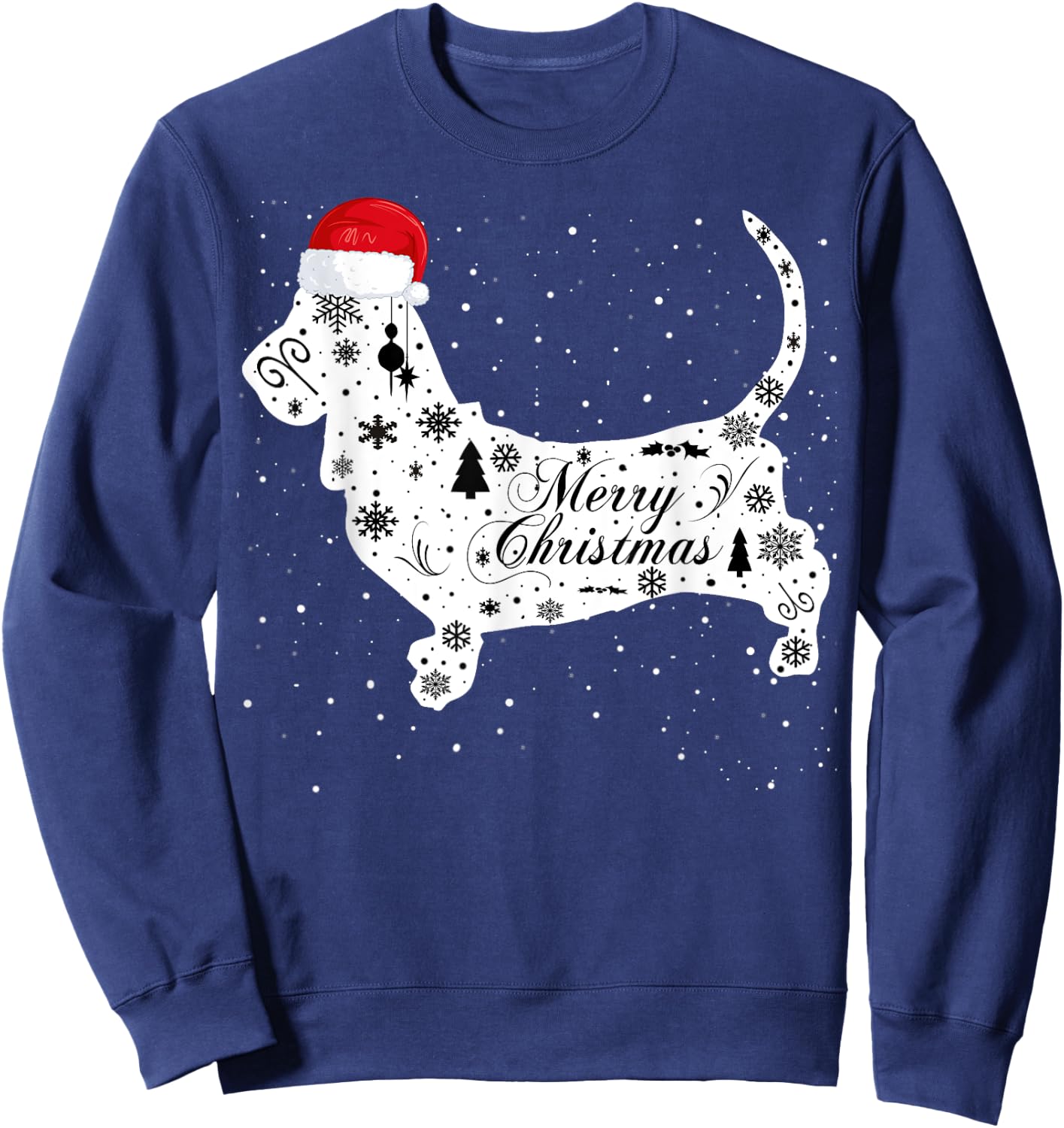 Merry Xmas Bassett Hound Dog Christmas Sweatshirt - Sweatshirt | Navy