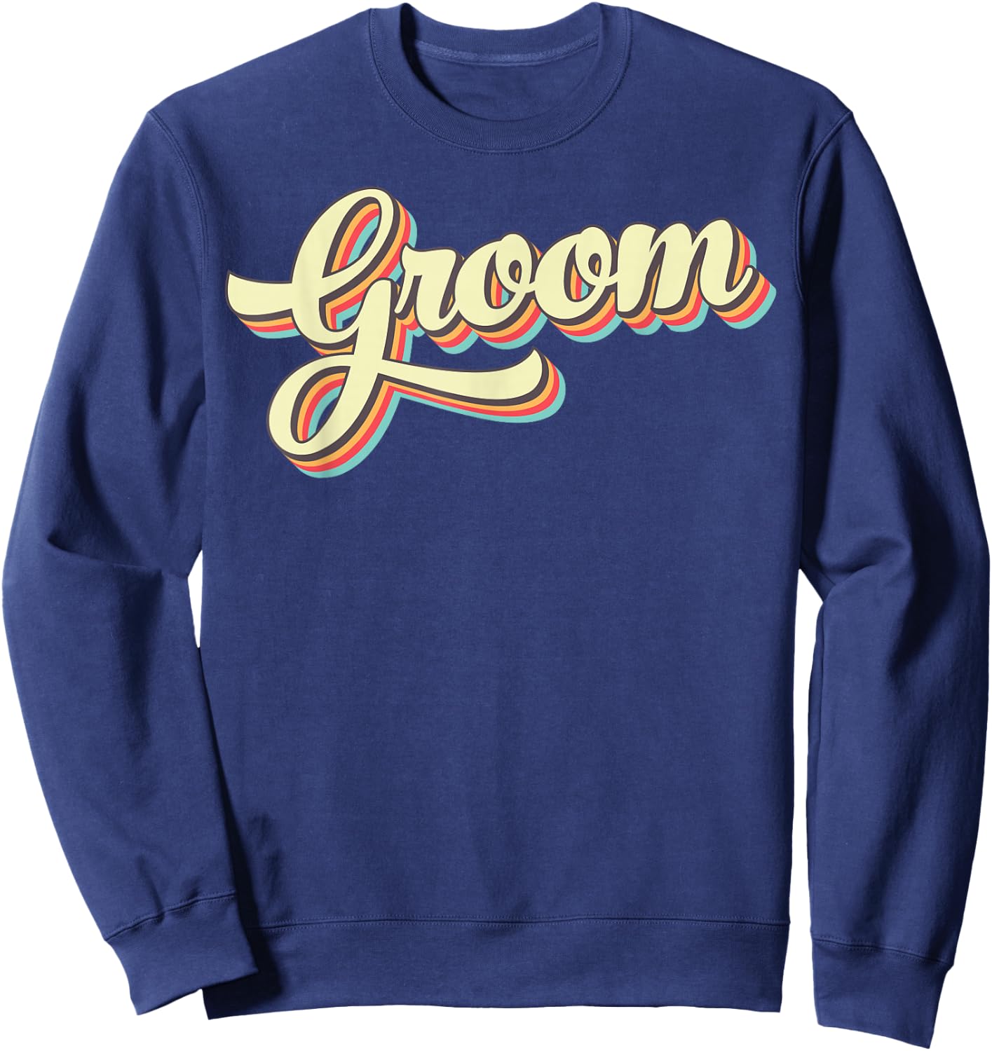 Groom Retro Art Baseball Font Vintage Sweatshirt - Sweatshirt | Navy