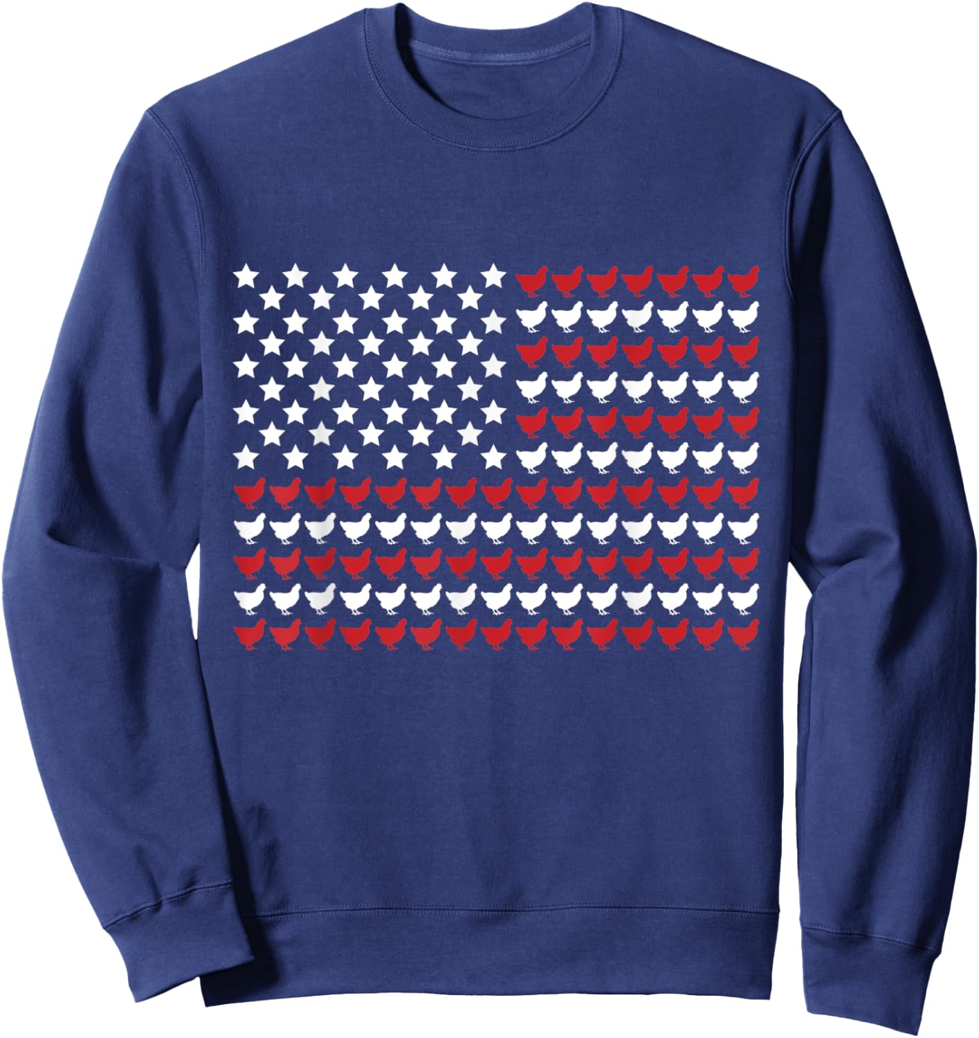 Chicken 4th of July Paw Print American Flag Women Kids Men Sweatshirt - Sweatshirt | Navy