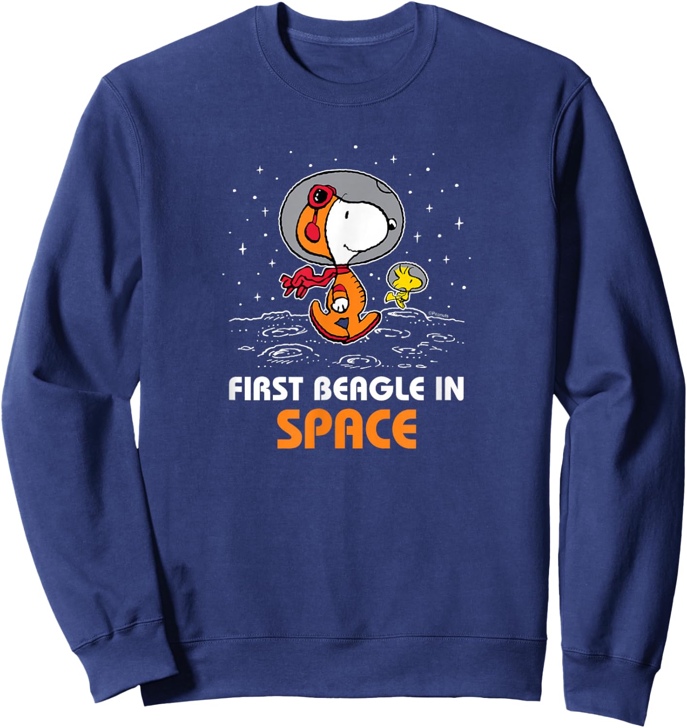Peanuts - Snoopy and Woodstock First Beagle In Space Sweatshirt - Sweatshirt | Navy