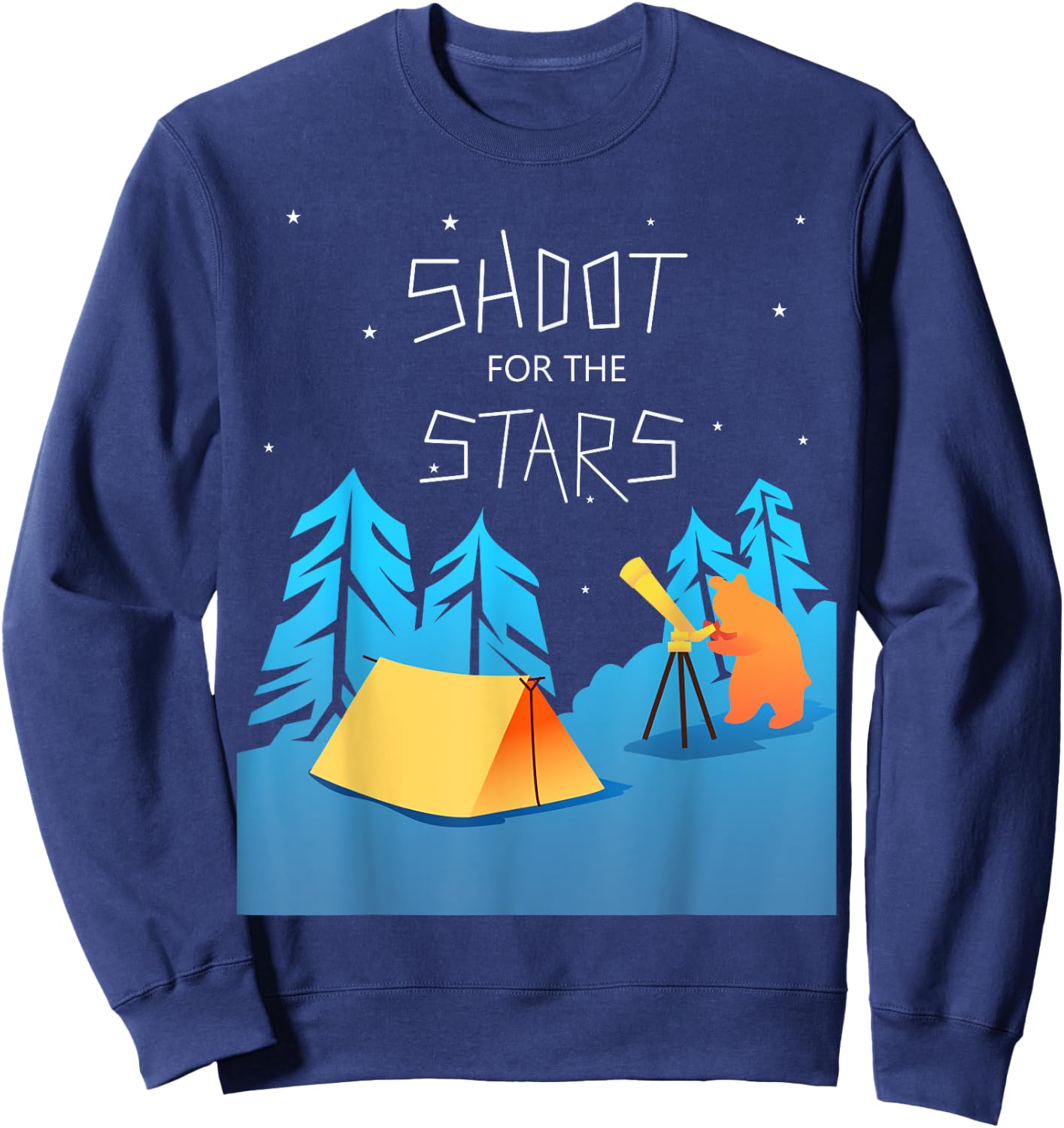 Stargazing Bear Funny Camping Telescope Astronomy Sweatshirt - Sweatshirt | Navy