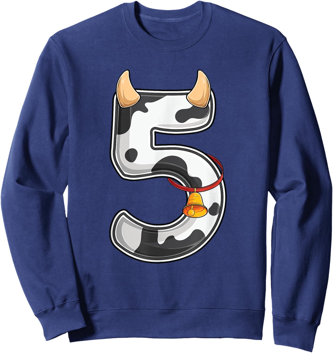 Cow Girl Boy Farmer Fifth 5th Birthday Five 5 Years Old Bday Sweatshirt - Sweatshirt | Navy