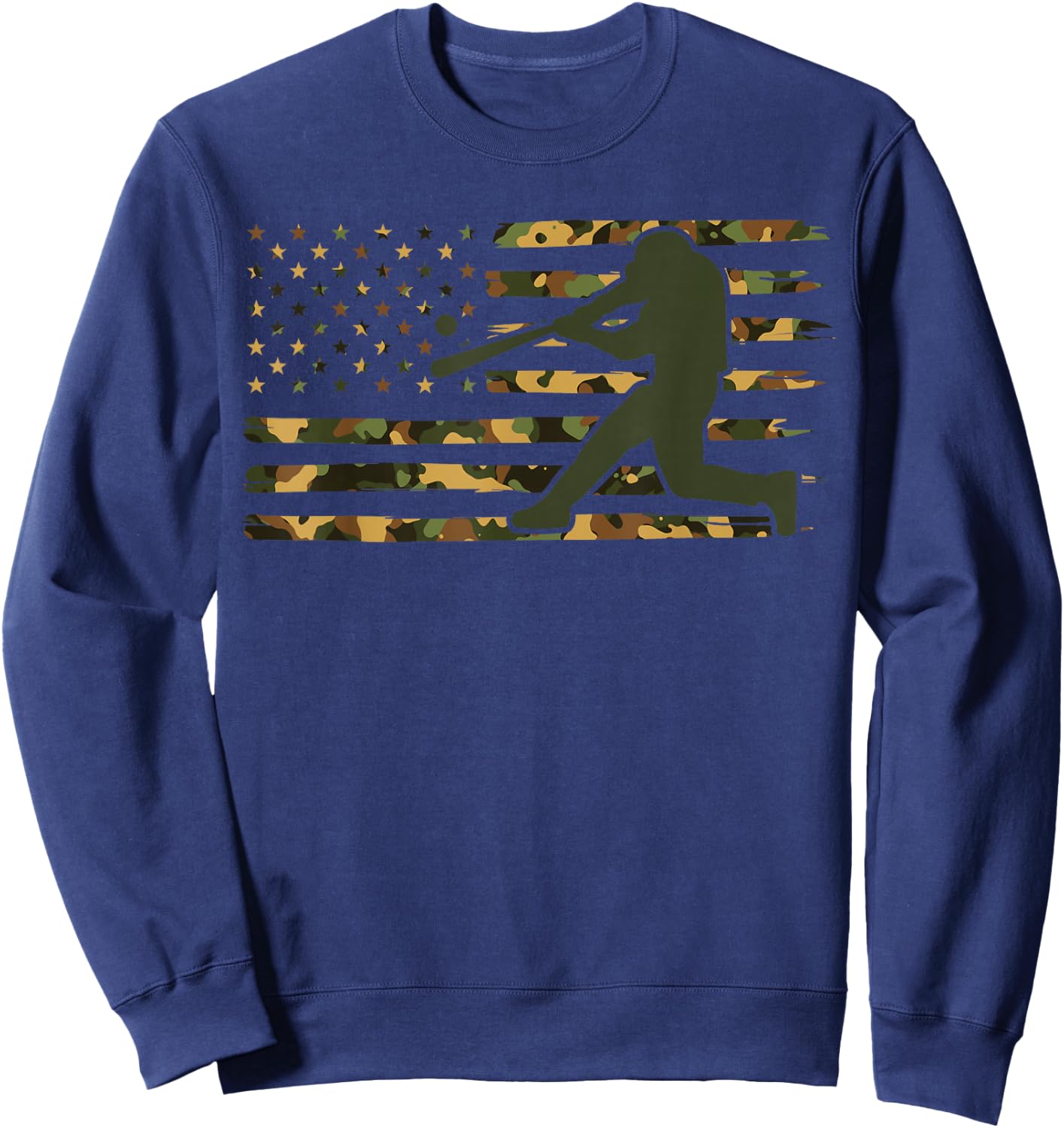 Camo USA Flag Baseball - American Flag Baseball Sweatshirt - Sweatshirt | Navy