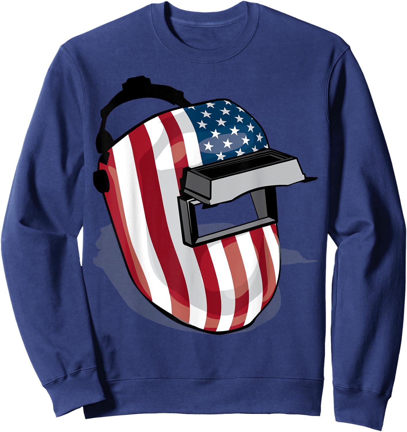 American Flag Welding Helmet Shape Shirt | Cute Welder Gift Women Kids Men Sweatshirt - Sweatshirt | Navy