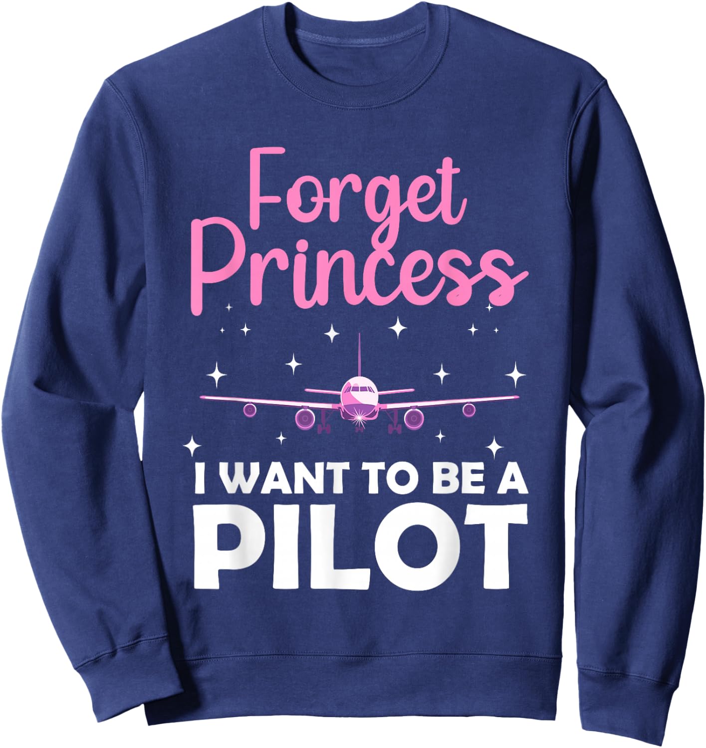 Funny Future Pilot Art Girl Airplane Aviator Plane Sweatshirt - Sweatshirt | Navy