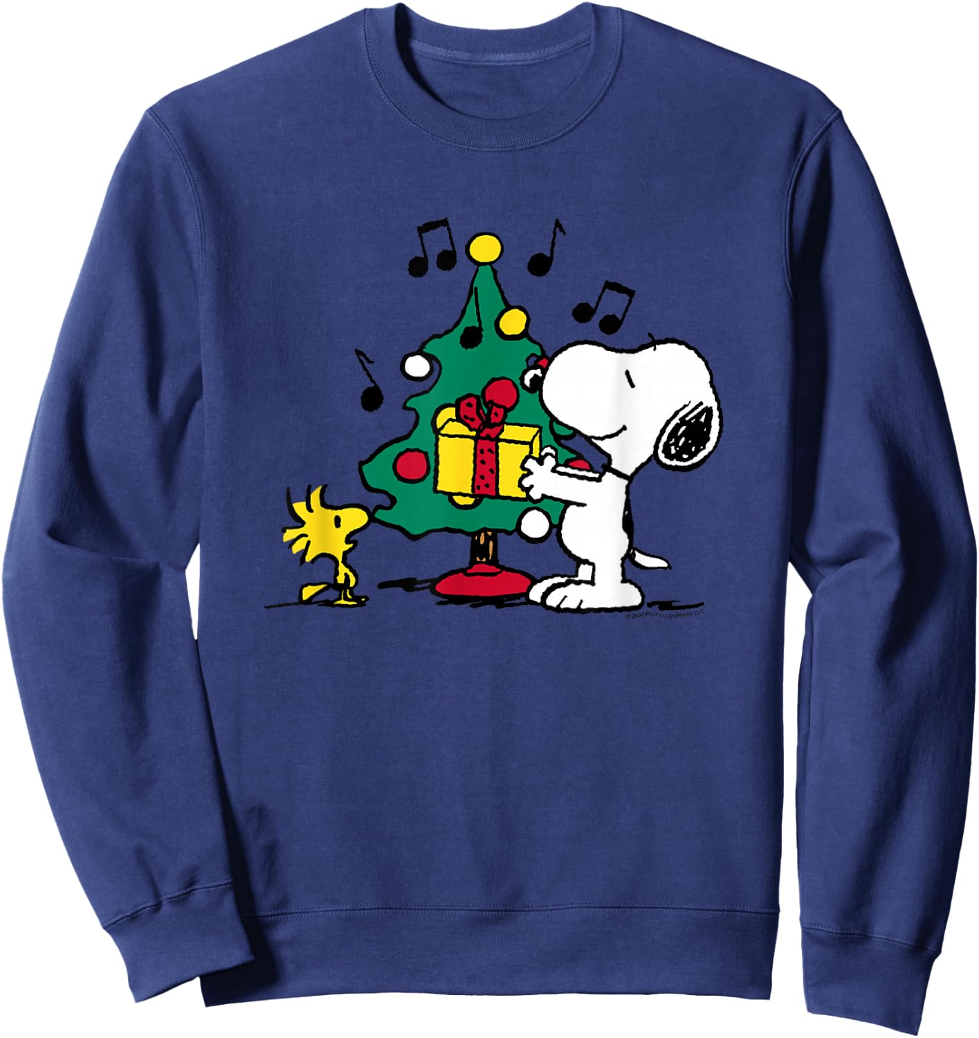 Peanuts - Snoopy & Woodstock Christmas Tree Sweatshirt - Sweatshirt | Navy