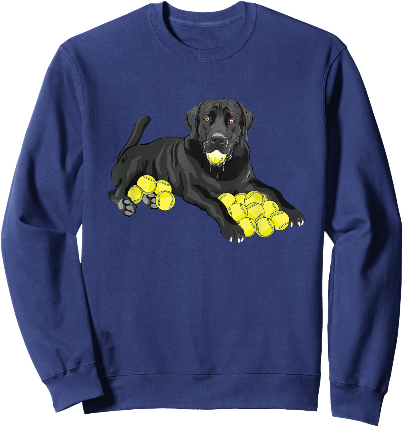 Black Labrador Retriever Tennis Ball Tennis Player Dog Lover Men Women Sweatshirt - Sweatshirt | Navy
