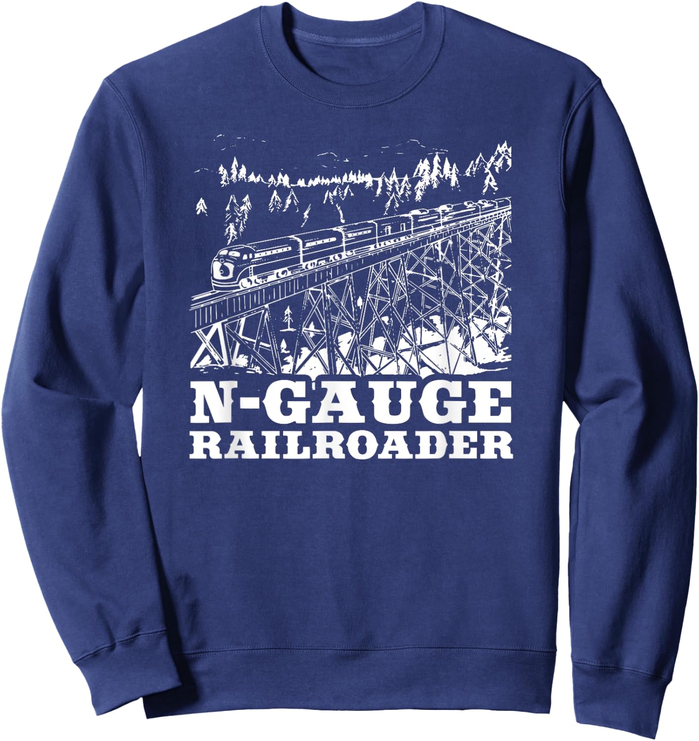 Model Train N Gauge Railroad Model Railway Train N Scale Sweatshirt - Sweatshirt | Navy