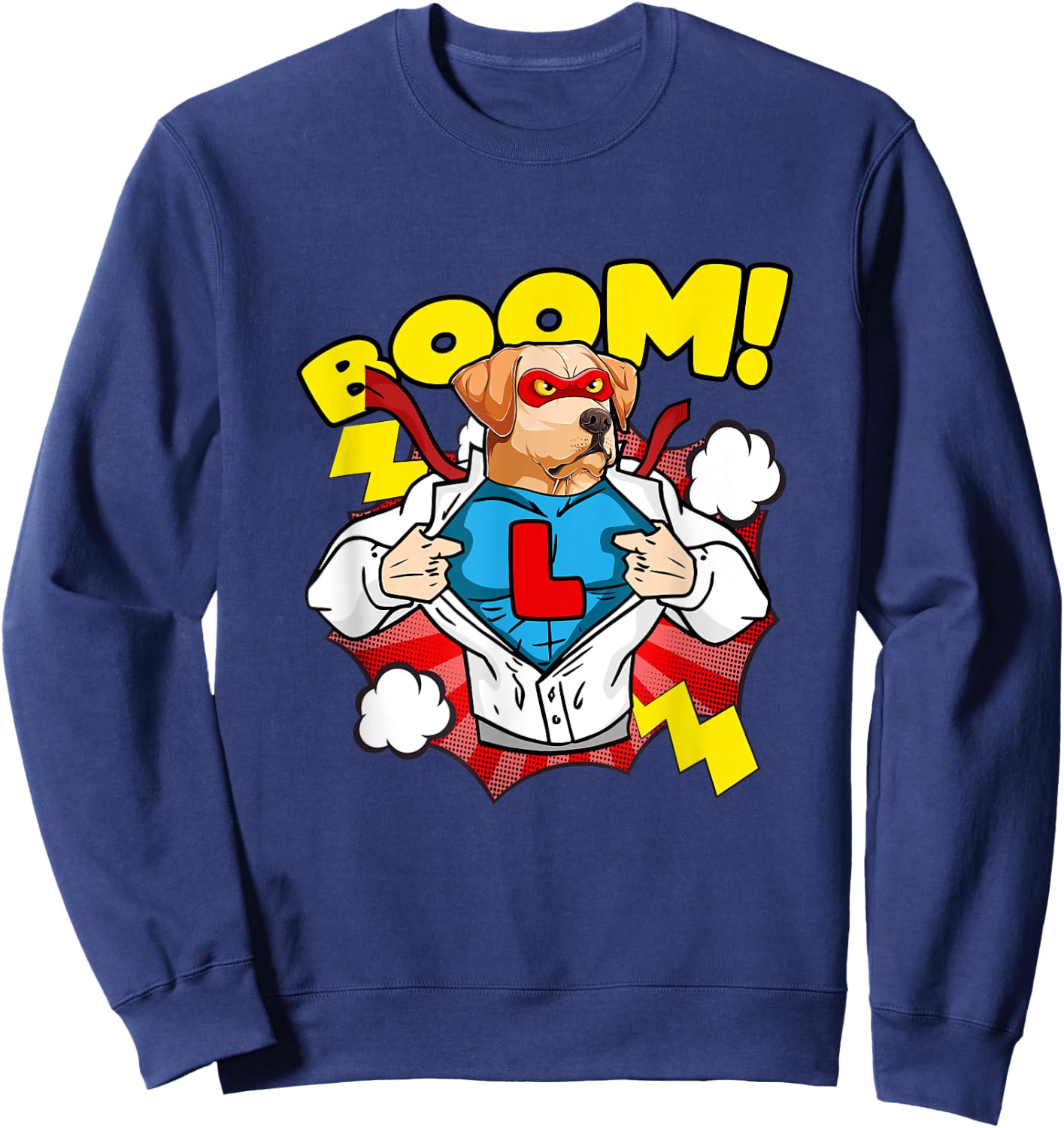 Labrador as Comic Super Hero Dog Men Women Kids Sweatshirt - Sweatshirt | Navy