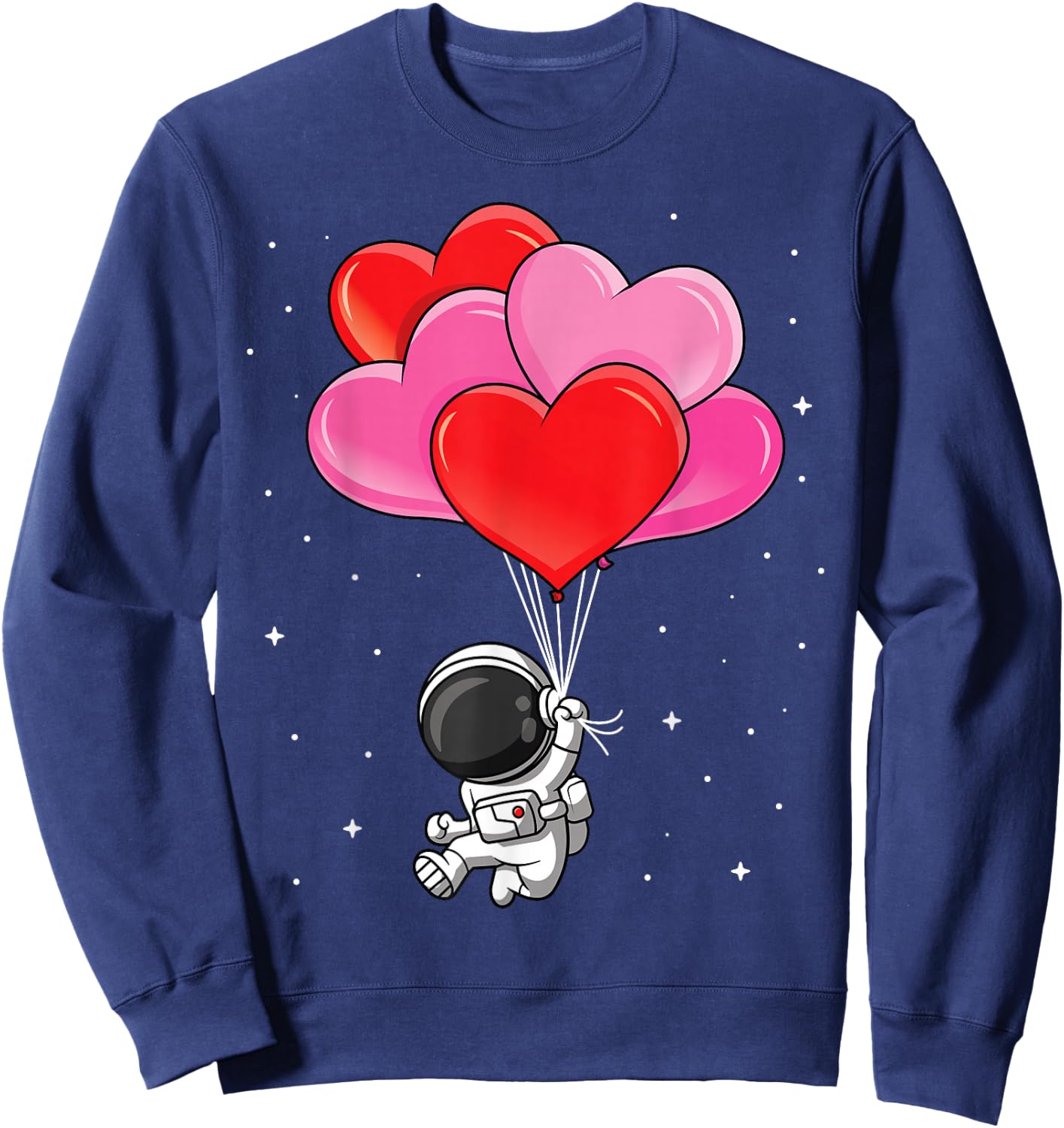 Funny Astronaut Heart Balloons Valentines Day Kids Sweatshirt - Sweatshirt | Navy