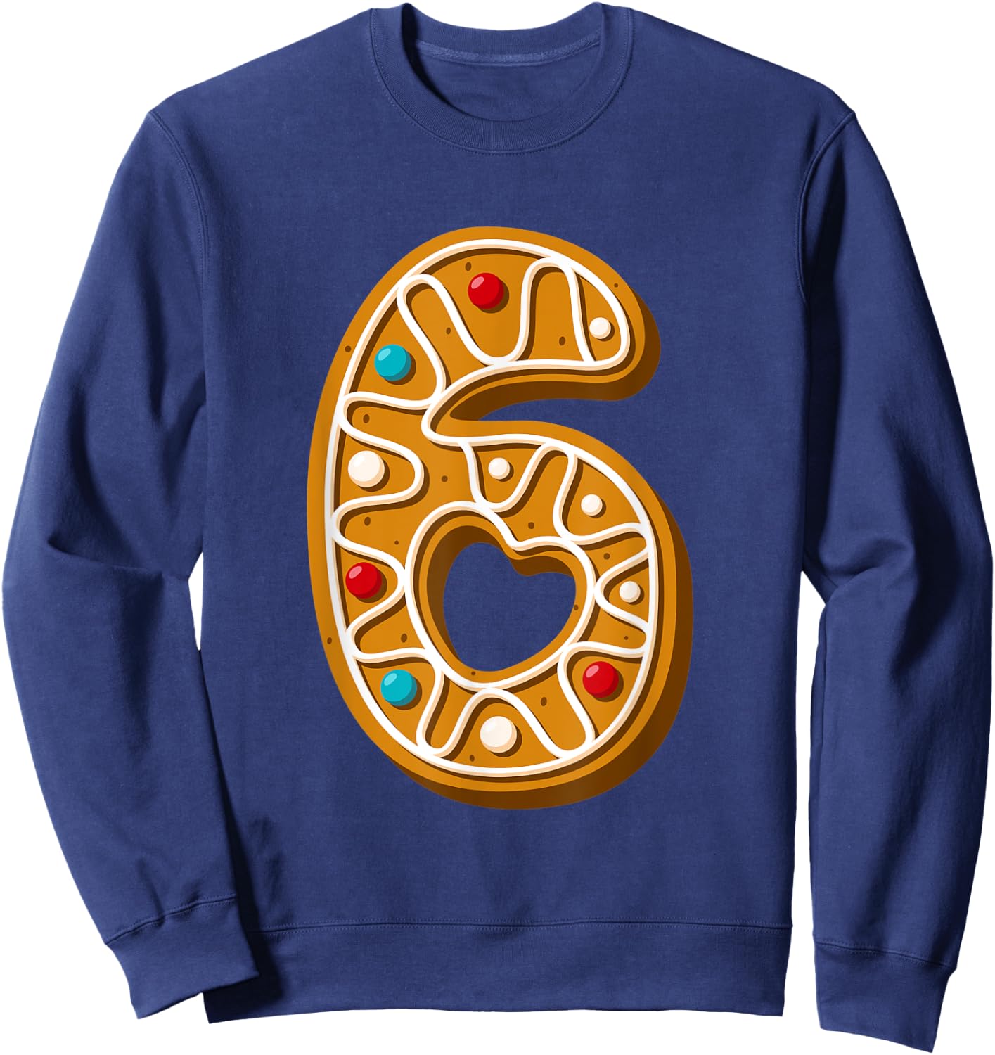 Six 6th Birthday 6 Years Old Christmas Cookie Girls and Boy Sweatshirt - Sweatshirt | Navy