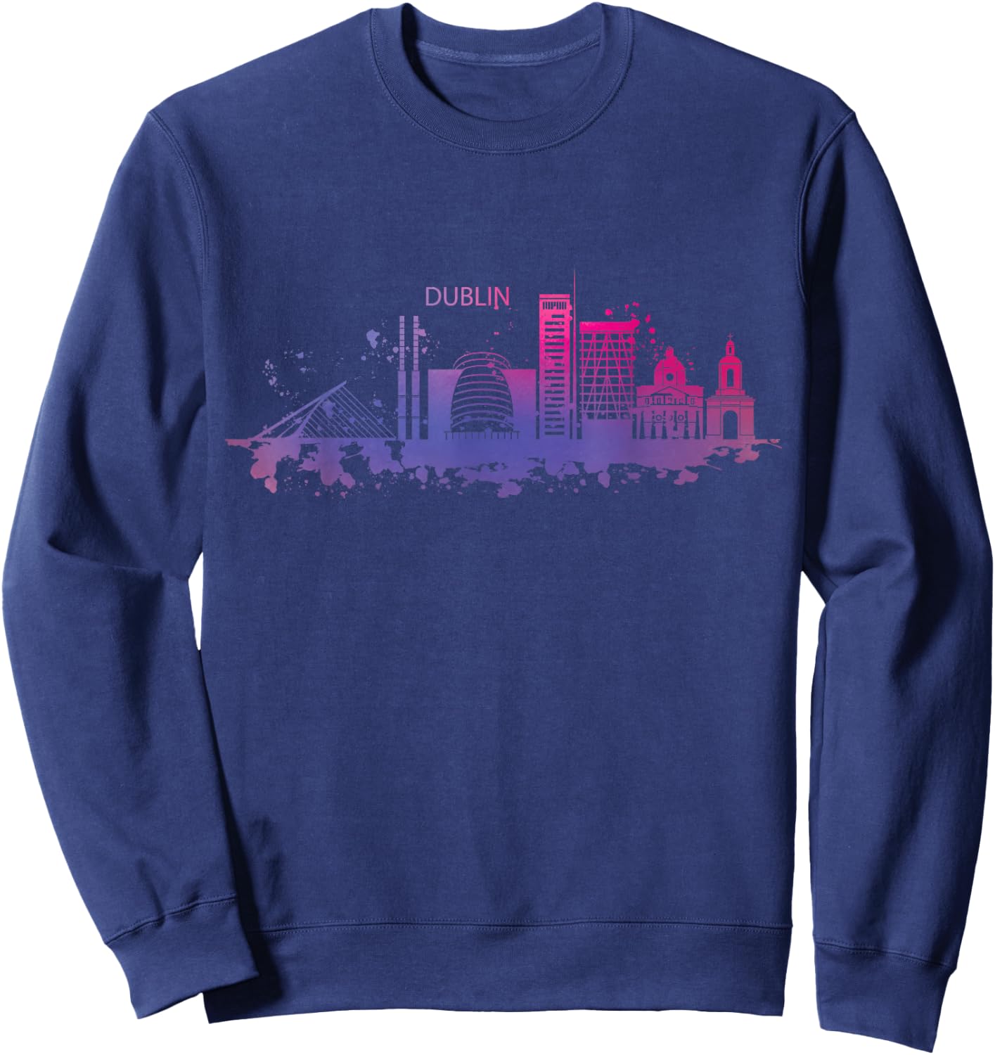 Dublin Skyline Watercolour Ireland Souvenir Gift Sweatshirt - Sweatshirt | Navy