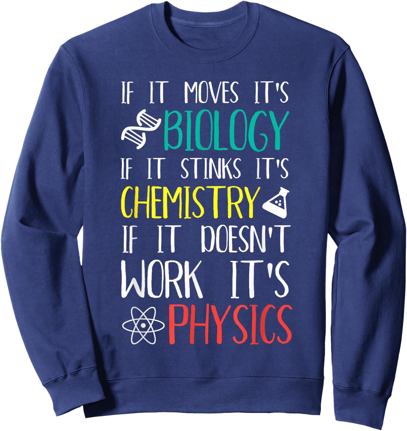 If It Moves It's Biology If It Stinks It's Chemistry Sweatshirt - Sweatshirt | Navy
