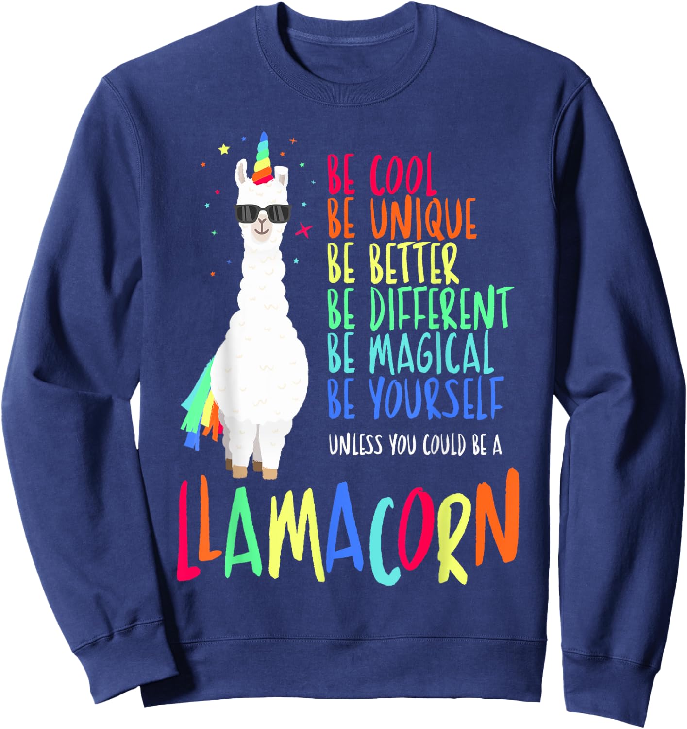 Funny Llamacorn - Funny Cute Llama Unicorn Sweatshirt - Sweatshirt | Navy
