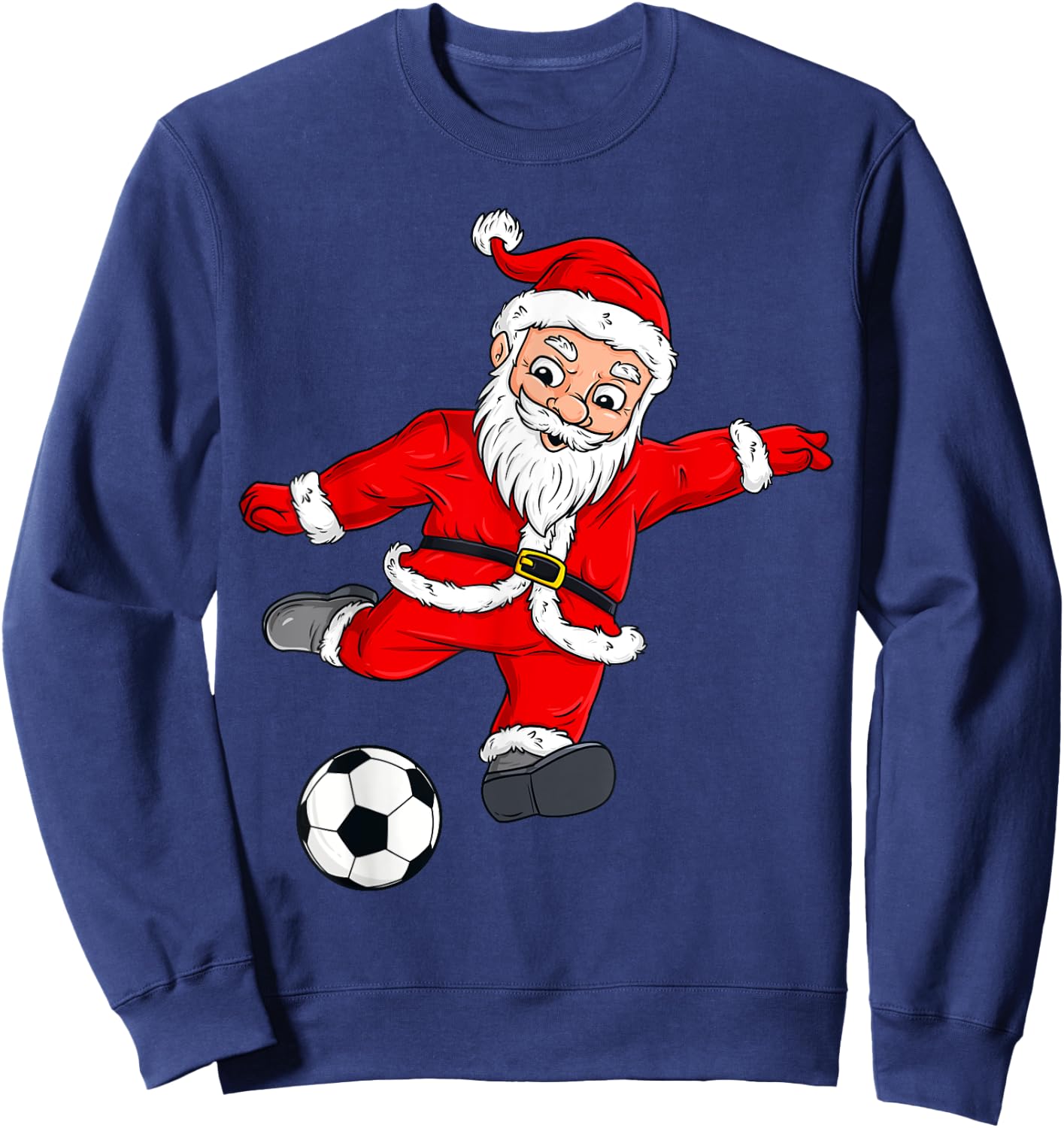 Christmas Santa Claus Soccer Ball Funny Boys Girls Kids Xmas Sweatshirt - Sweatshirt | Navy