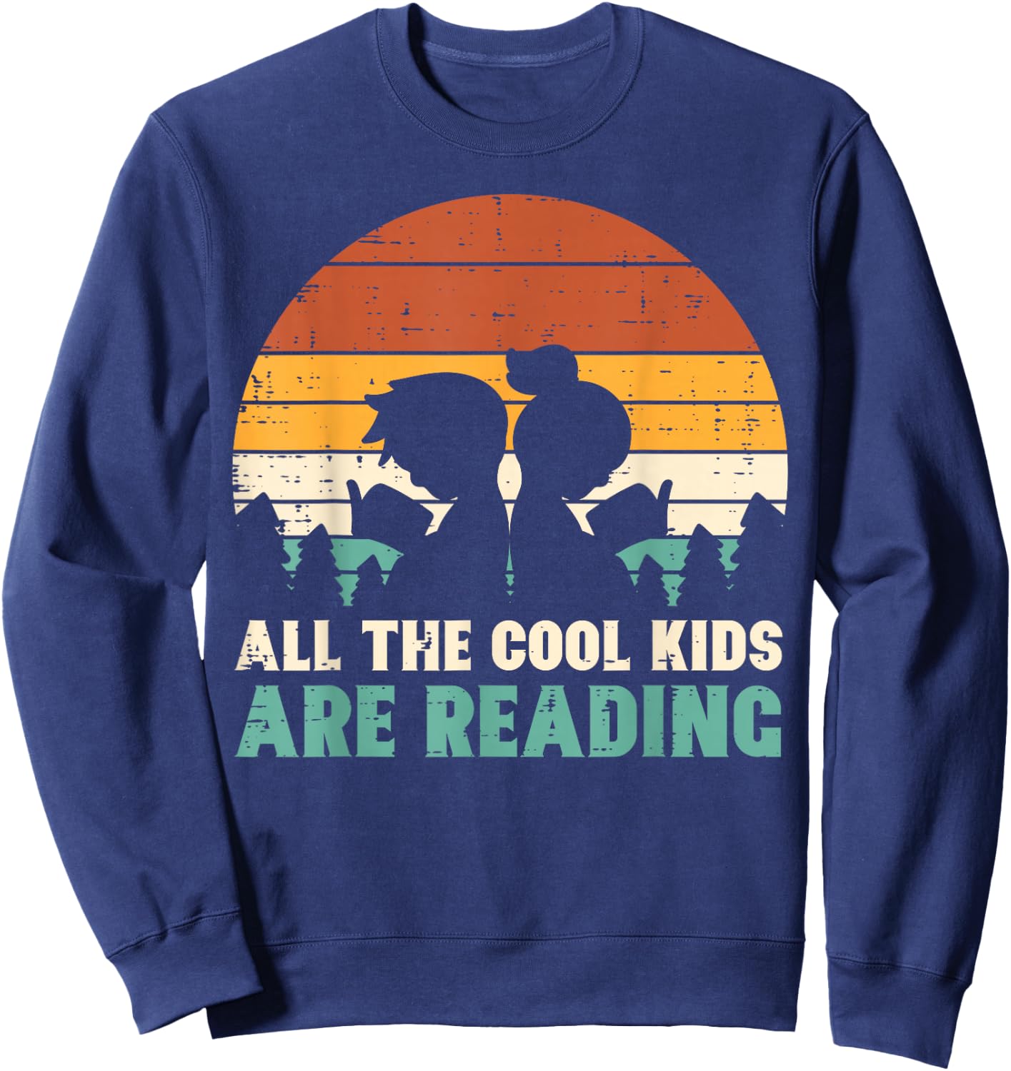 All Kids are Reading Retro Read Book Lover Boys Girls Small Sweatshirt - Sweatshirt | Navy