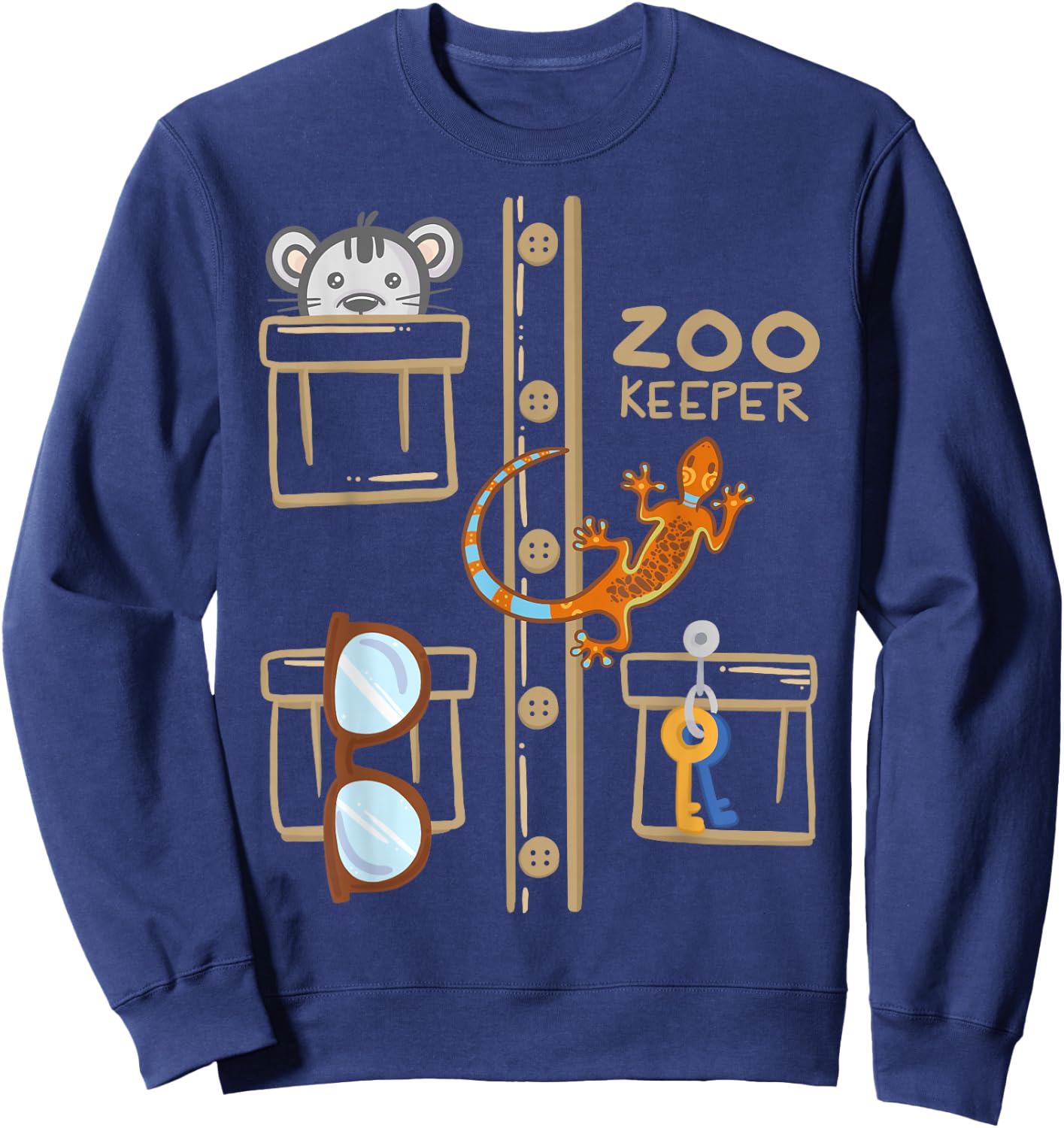 Zookeeper Costume Shirt - Halloween Jungle Explorer Sweatshirt - Sweatshirt | Navy
