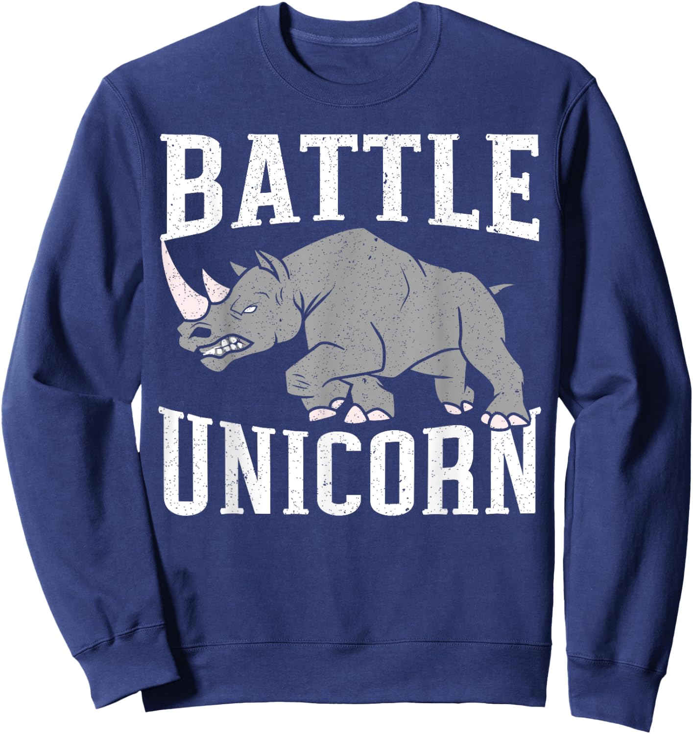 Battle Unicorn Rhinocerus Wildlife Animal Herbivore Rhino Sweatshirt - Sweatshirt | Navy