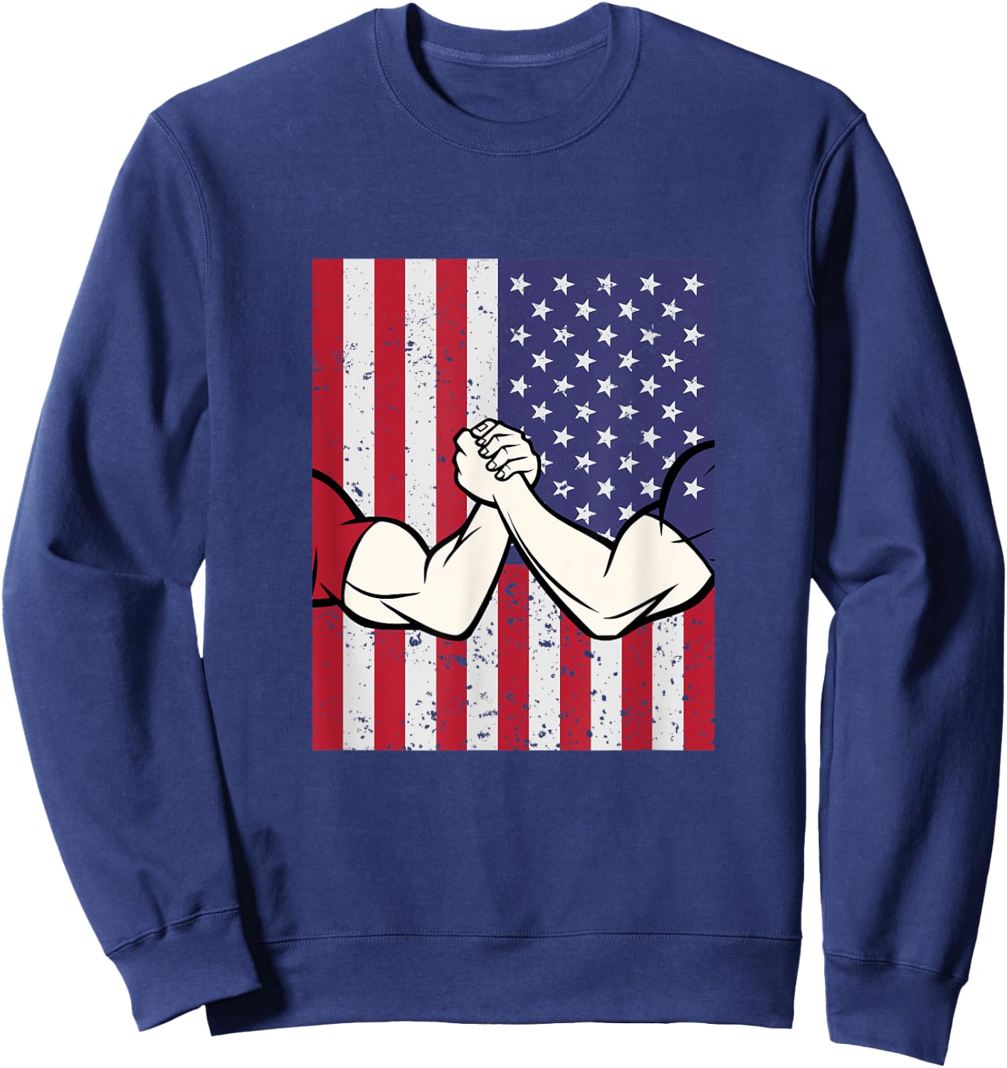 Arm Wrestling Shirt Patriotic Gifts Flag Sweatshirt - Sweatshirt | Navy