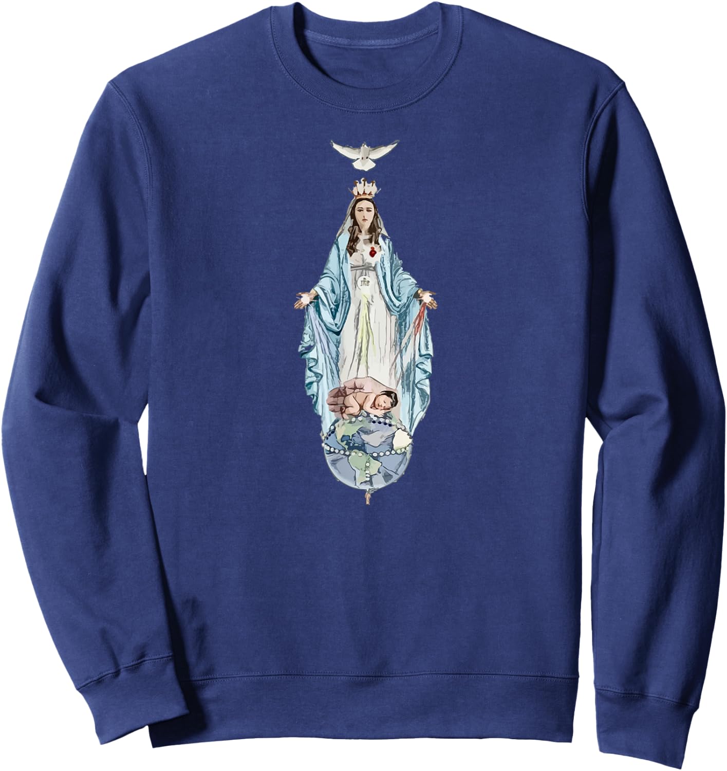Queen and Mother of the End Times Our Lady Virgin Mary Sweatshirt - Sweatshirt | Navy