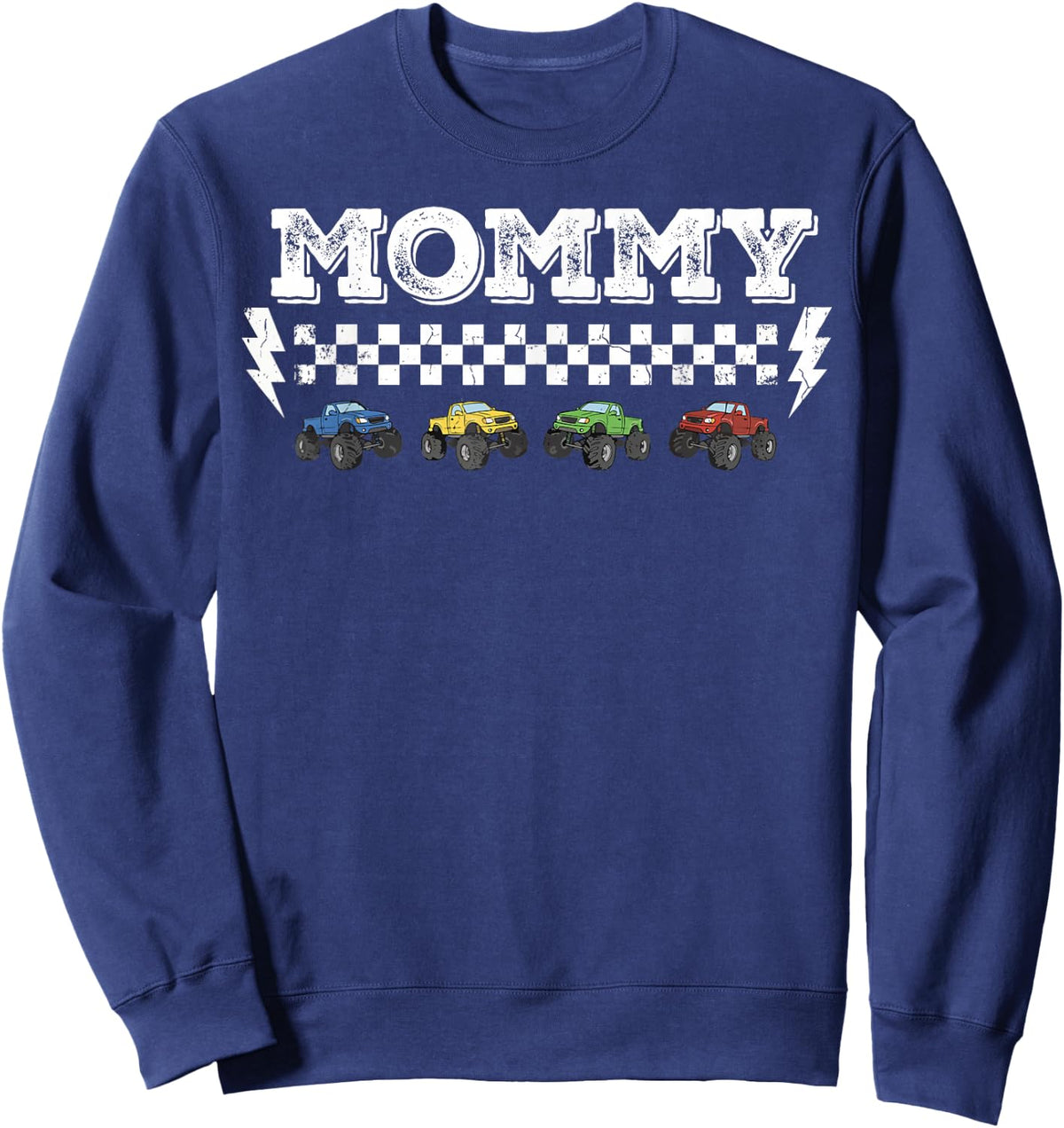 Mommy Monster Truck Matching Family Mommy Birthday Squad Sweatshirt - Sweatshirt | Navy