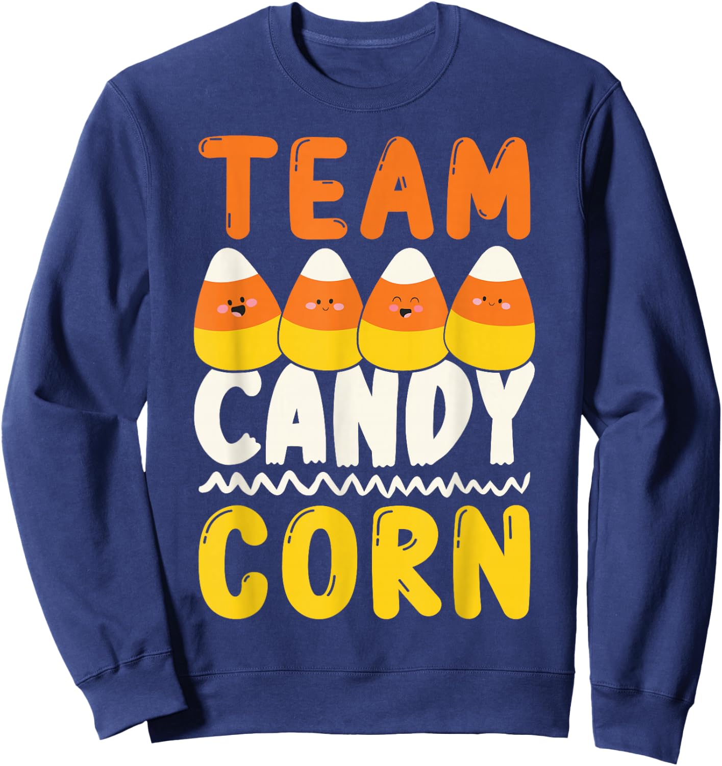 Team Candy Corn Funny Halloween Scary Lazy Costume Kids Sweatshirt - Sweatshirt | Navy
