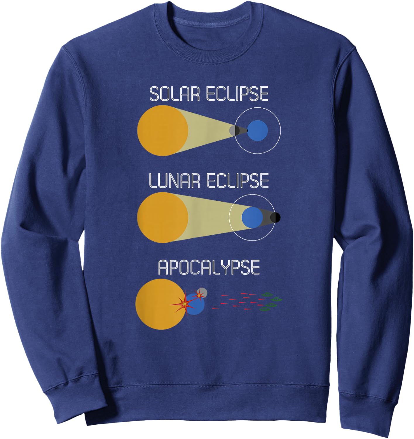 Eclipse Or Apocalypse: Funny Solar Eclipse Science Sweatshirt - Sweatshirt | Navy