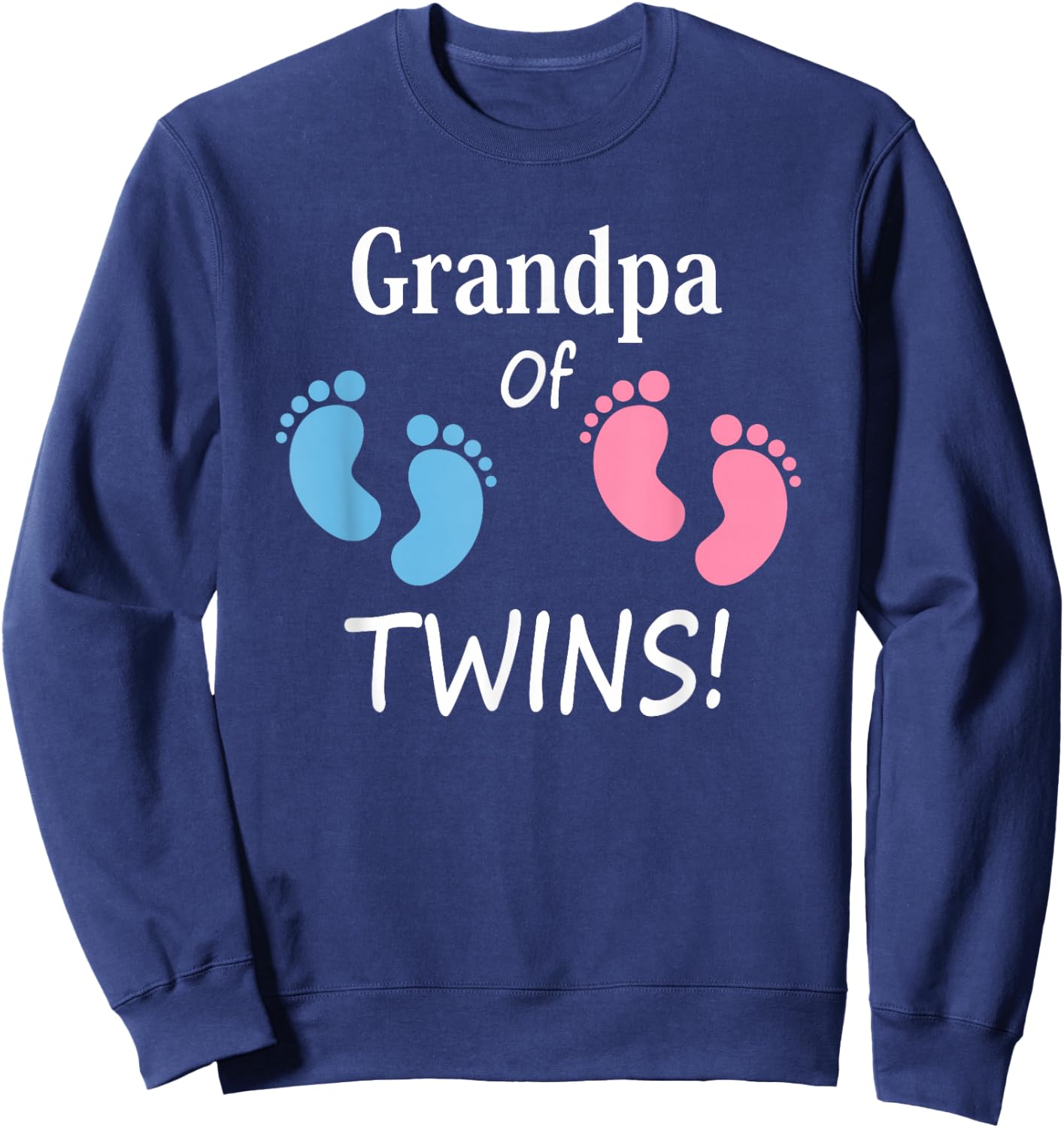 Grandpa of Boy and Girl Twins Footprint Design Grandfather Sweatshirt - Sweatshirt | Navy