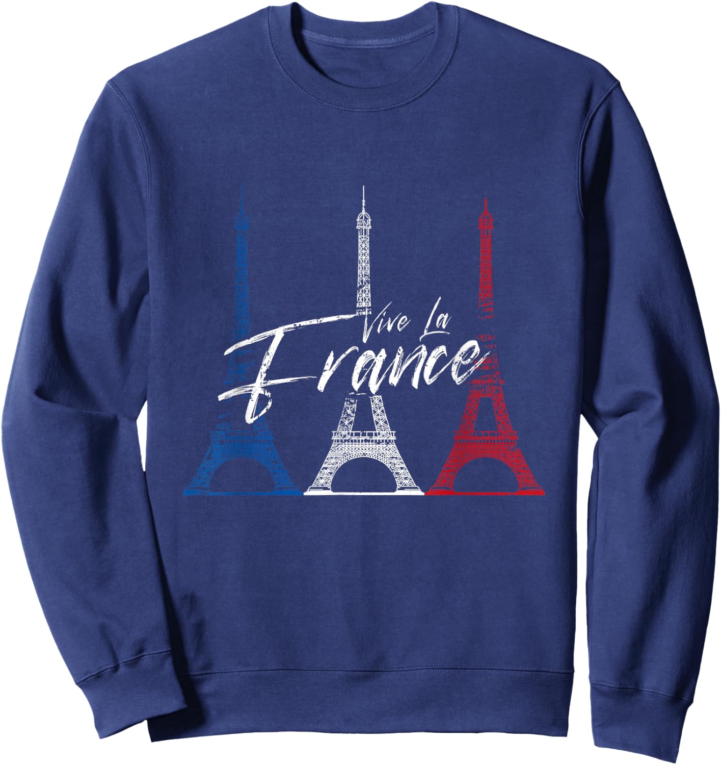 Vintage Retro Vive La France Eiffel Tower Men Women Sweatshirt - Sweatshirt | Navy