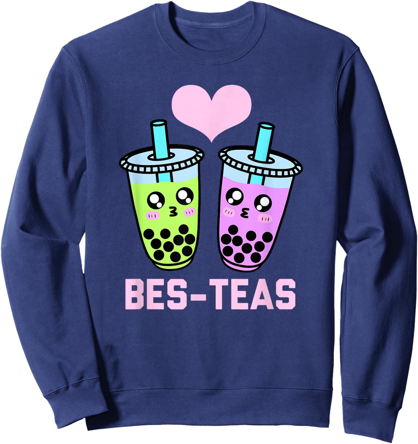Funny Boba Tea Bubble Gen Z Besties Pun For Kids Girls Boys Sweatshirt - Sweatshirt | Navy