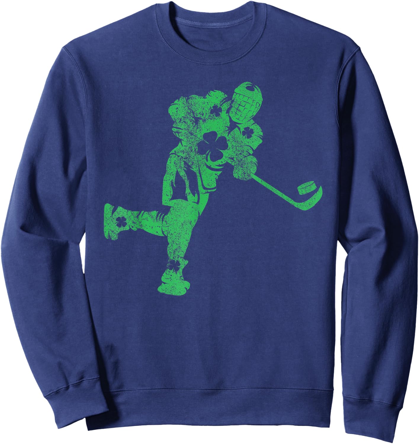 Ice Hockey Skate Skating Gift St. Patrick's Day Shamrock Sweatshirt - Sweatshirt | Navy