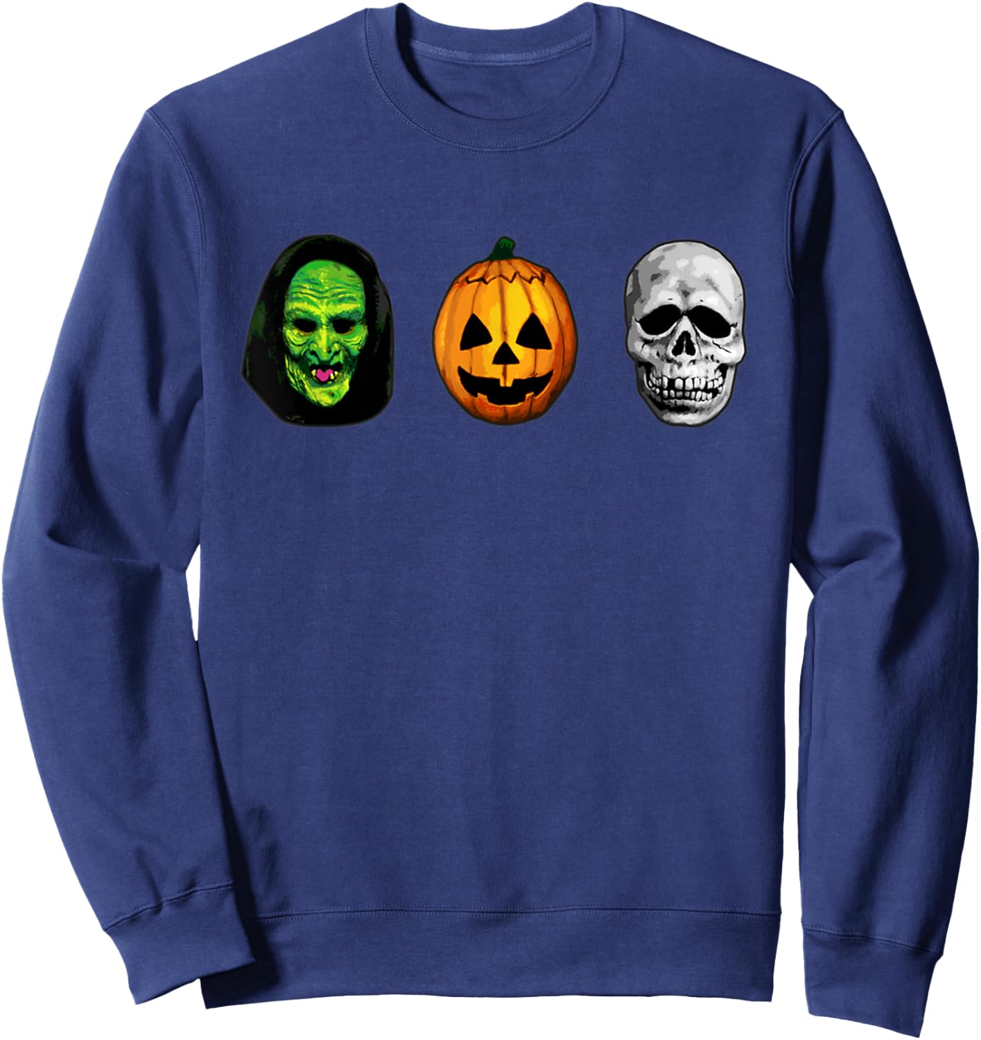 Halloween 3 masks witch pumpkin and skull Funny Gifts Sweatshirt - Sweatshirt | Navy