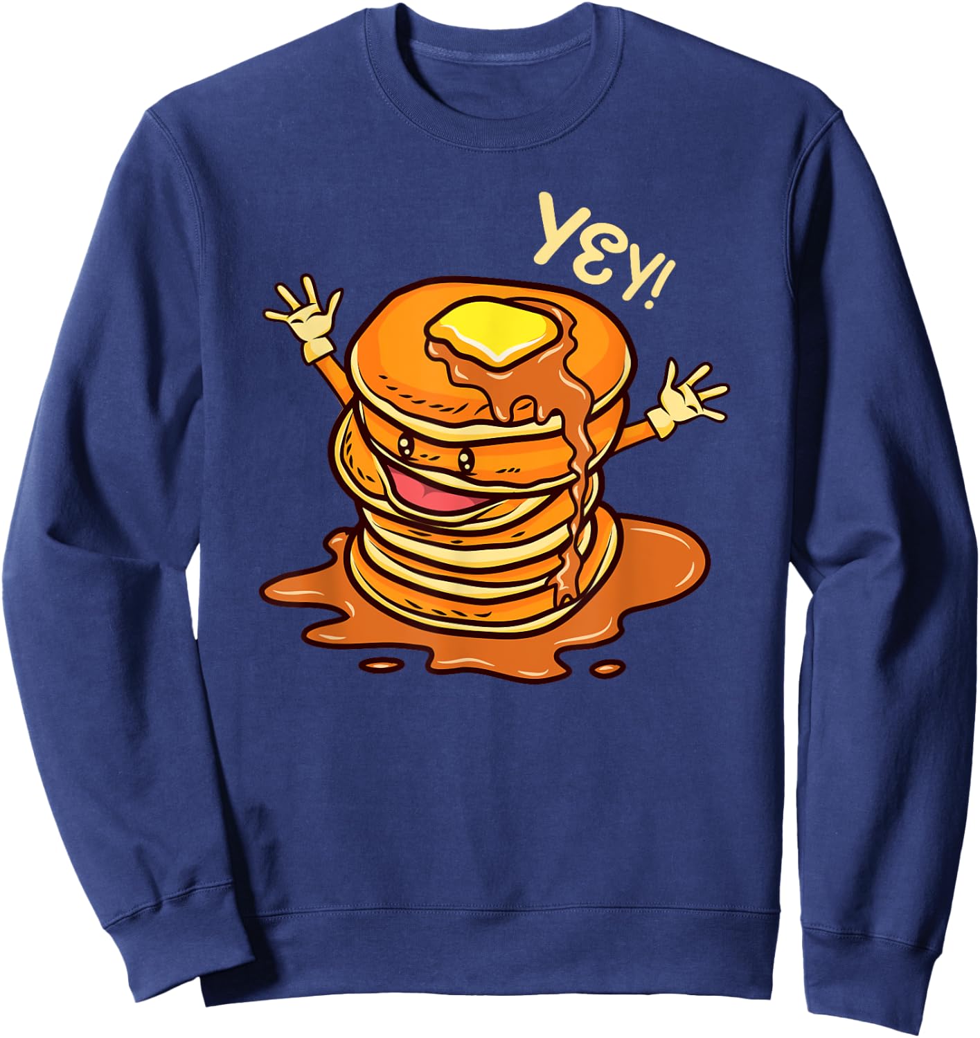 Funny Stack of Pancakes And Pajamas Cute Kawaii Pancakes Sweatshirt - Sweatshirt | Navy