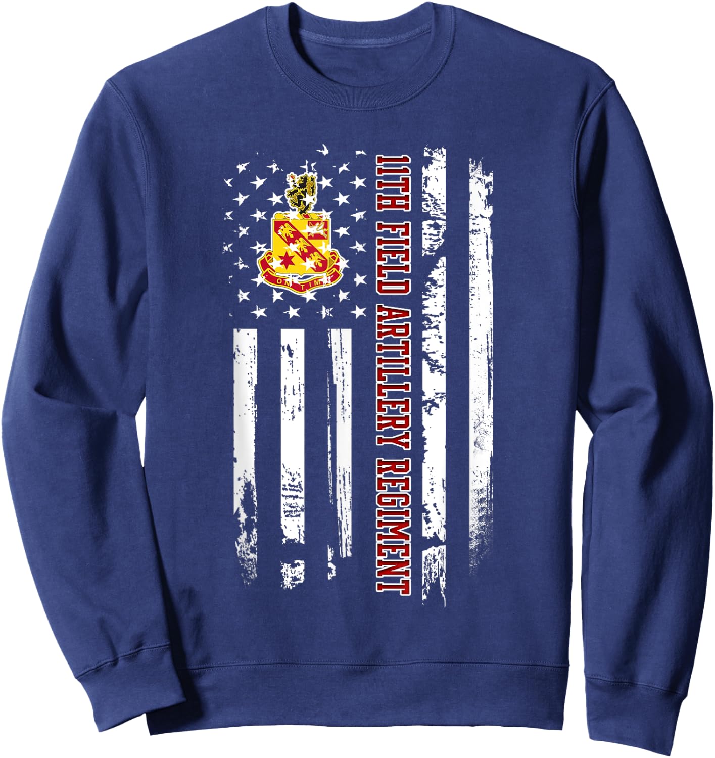 11th Field Artillery Regiment Veteran USA Flag Veterans Xmas Sweatshirt - Sweatshirt | Navy