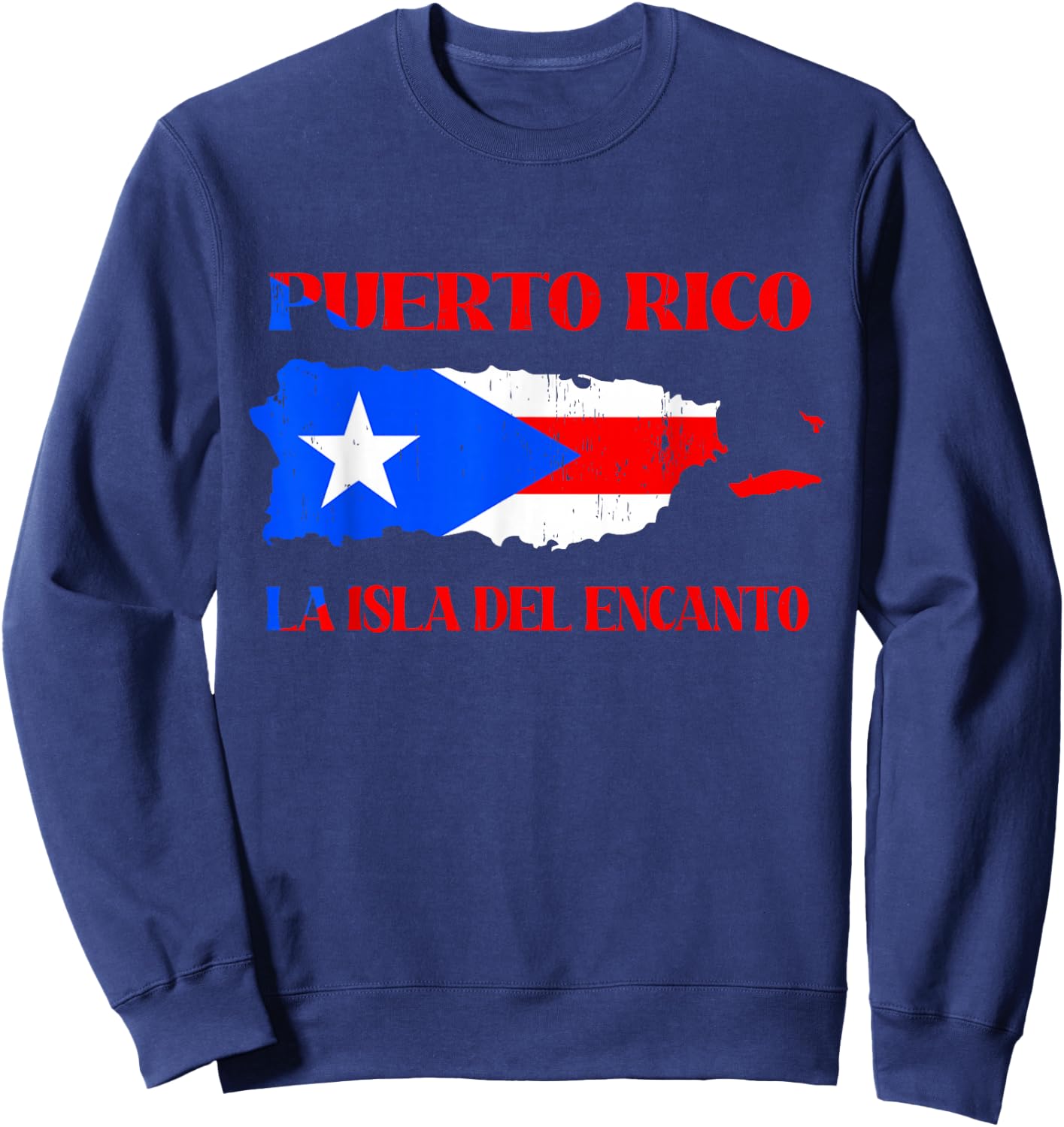 Puerto Rico La Isla Del Encanto Flag Vintage Sweatshirt - Sweatshirt | Navy