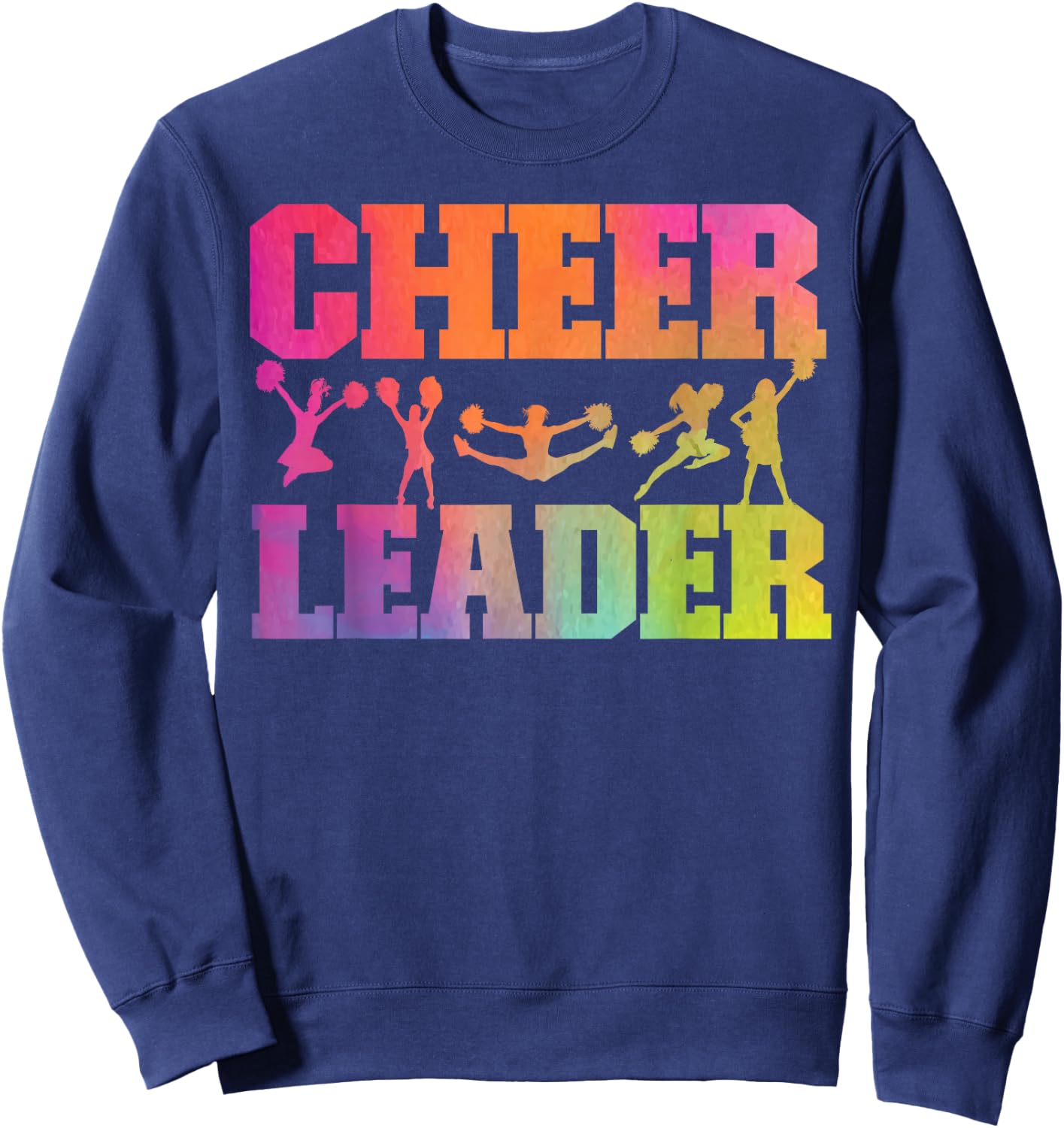 Cheer Cheerleading Watercolor Rainbow Cheer Leader Sweatshirt - Sweatshirt | Navy