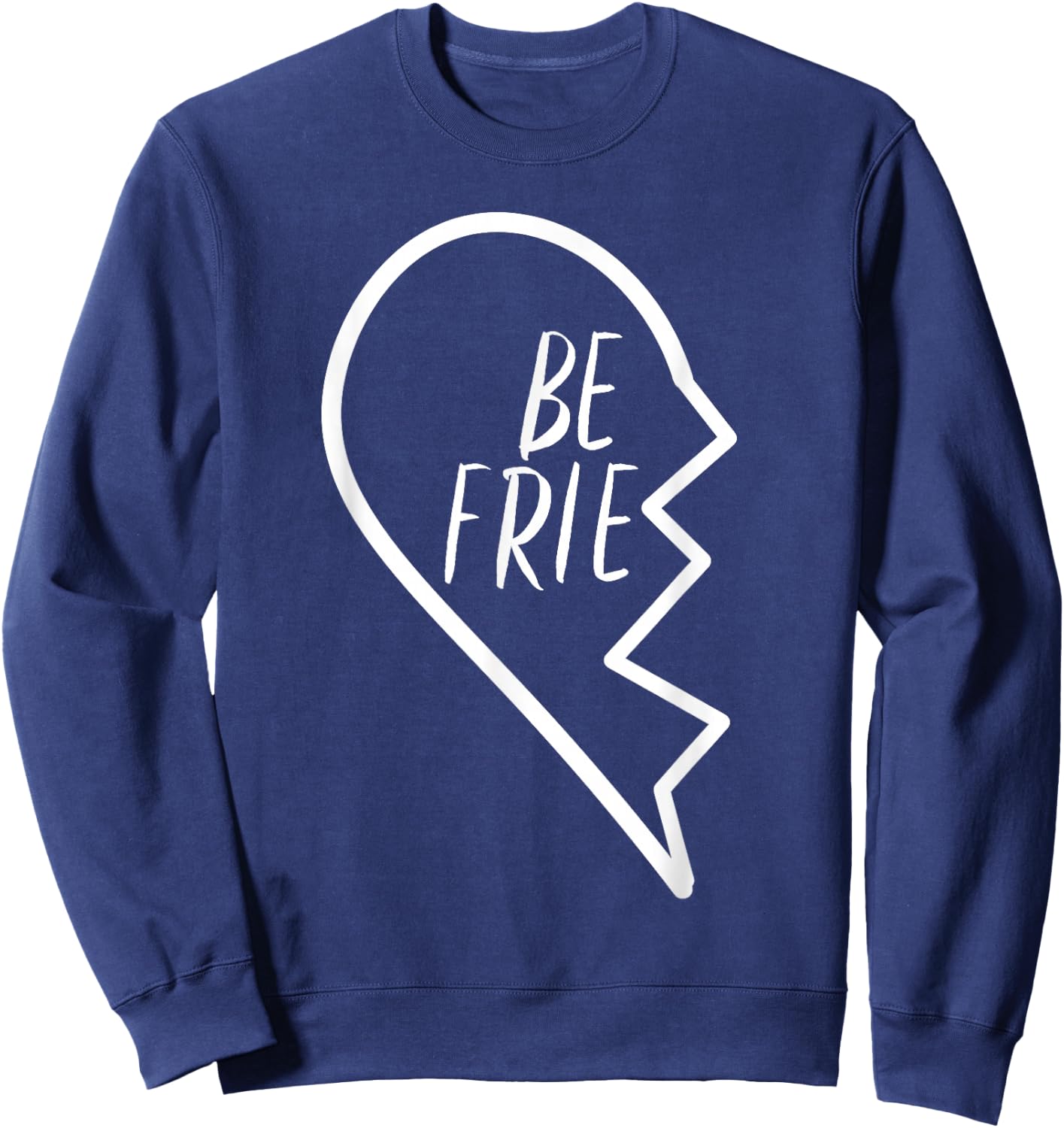 Best Friends Apparel Matching Broken Heart First Half #1 Sweatshirt - Sweatshirt | Navy