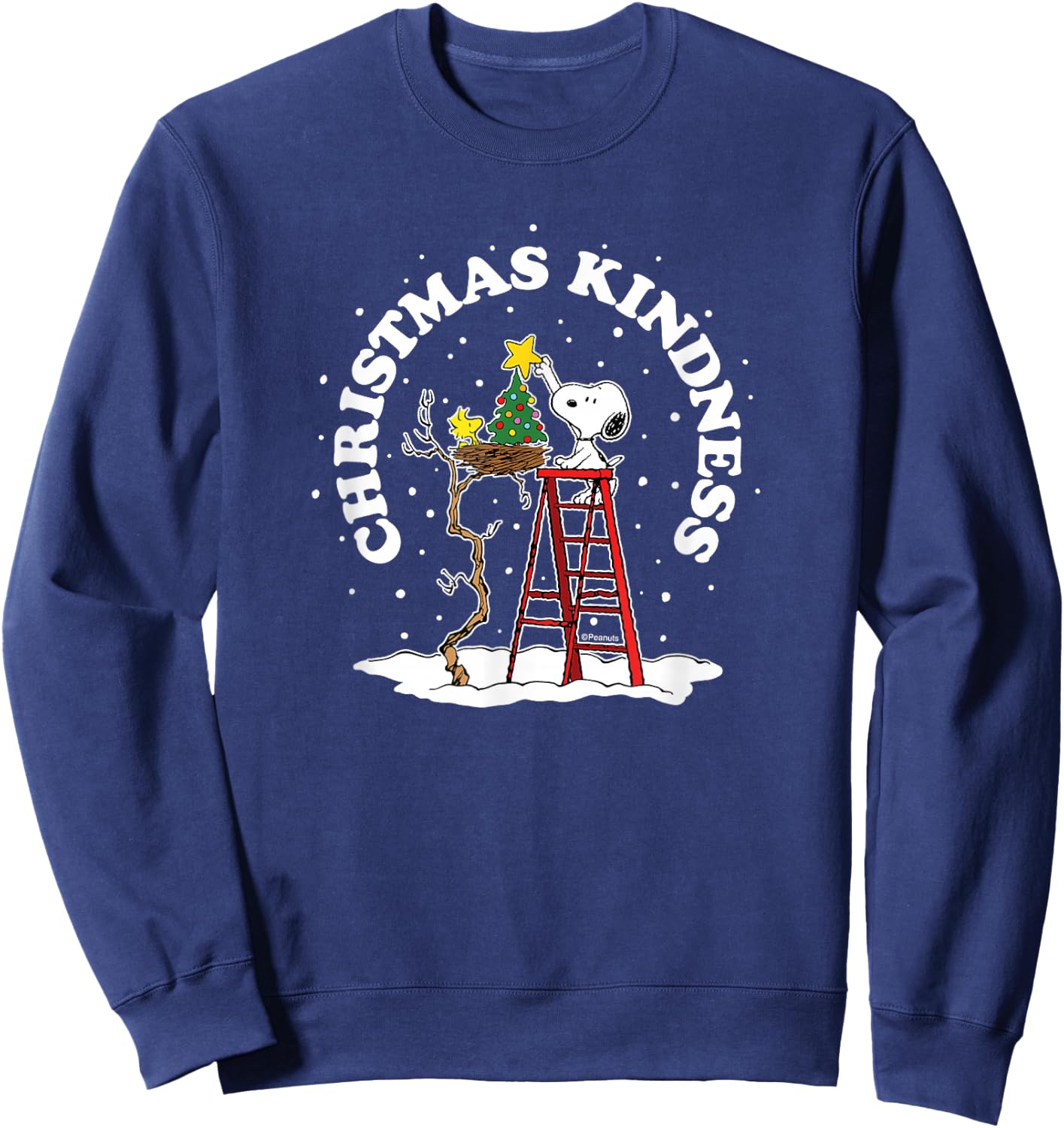 Peanuts - Snoopy and Woodstock Tree Christmas Kindness Sweatshirt - Sweatshirt | Navy