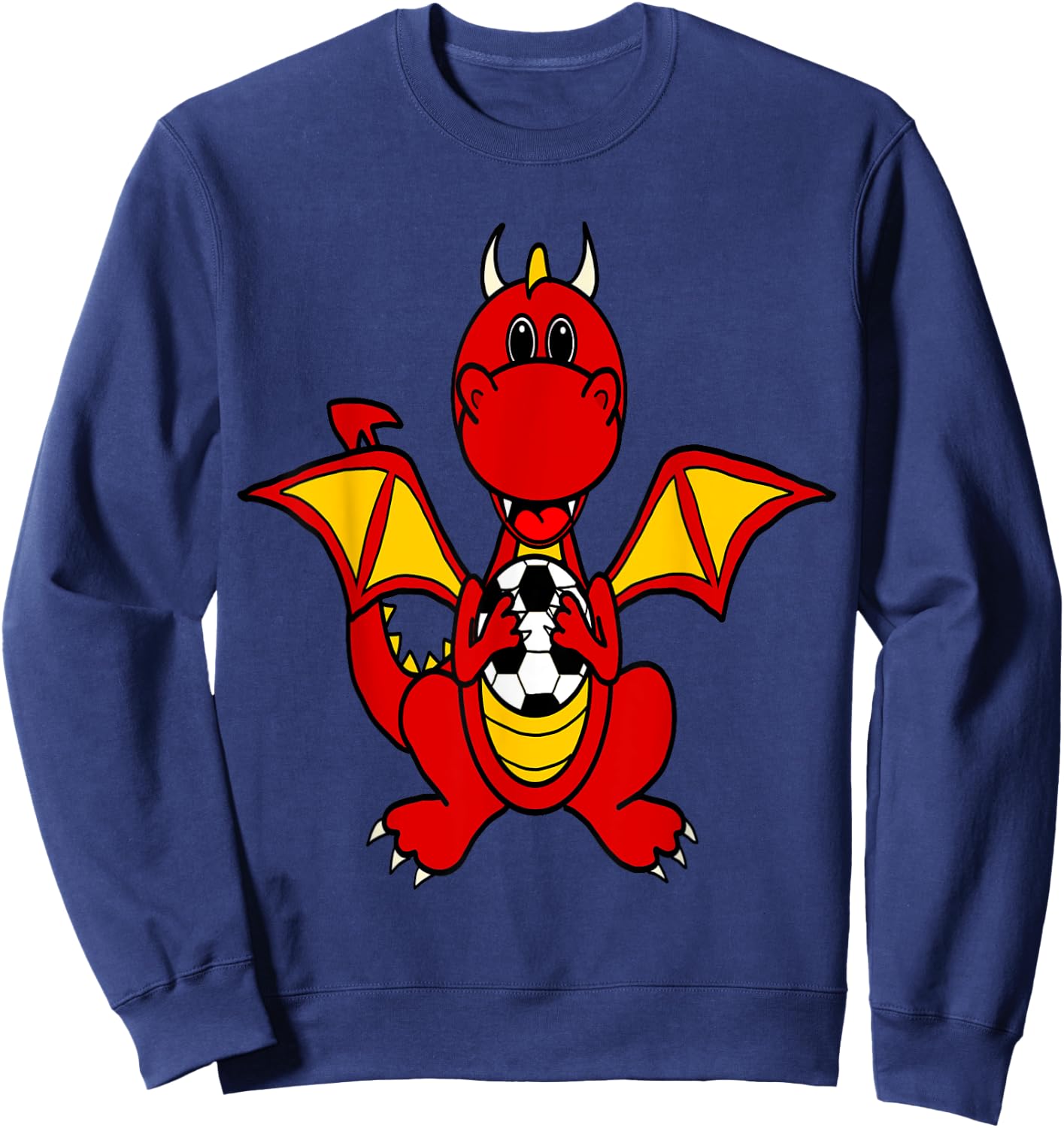 SouthernDesignTees Funny Dragon Playing Soccer Sweatshirt - Sweatshirt | Navy
