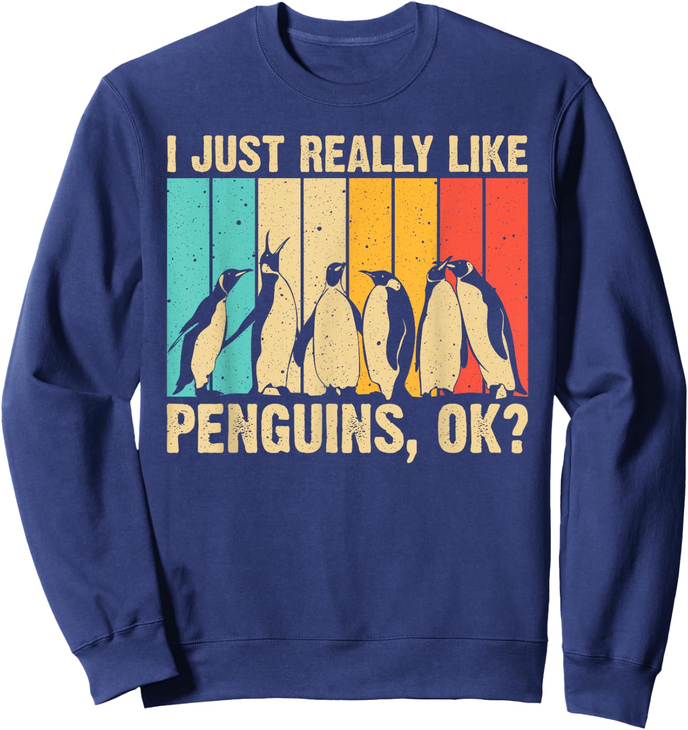 Cool Penguin Art Women Kids Bird Penguin Lovers Sweatshirt - Sweatshirt | Navy