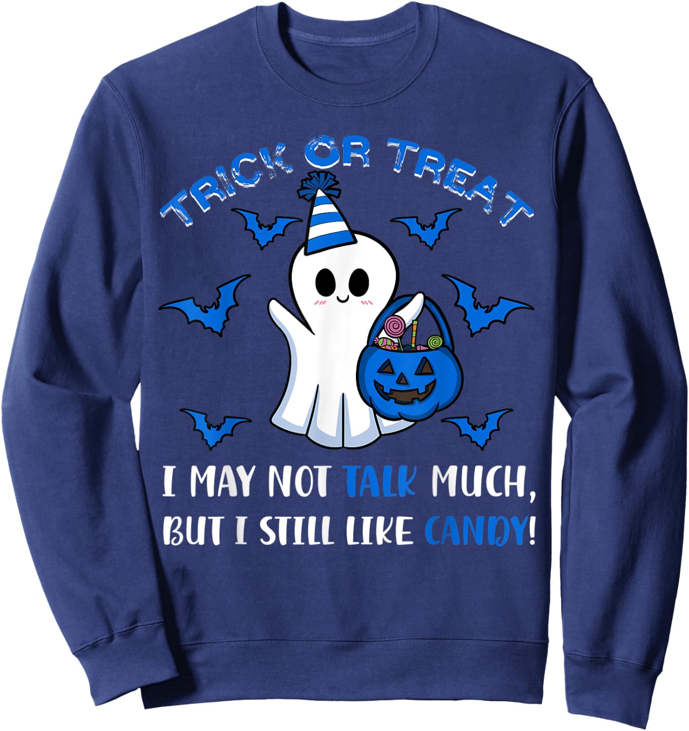 Autism ASD Awareness Halloween Trick Or Treat Candy Sweatshirt - Sweatshirt | Navy