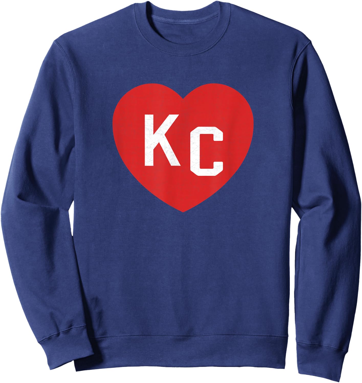 KC Heart Red/White Kansas City Heart - Men, - Short Sleeve - Small - Black - Baseball - Modern - Unique Heart Art Design Sweatshirt - Sweatshirt | Navy