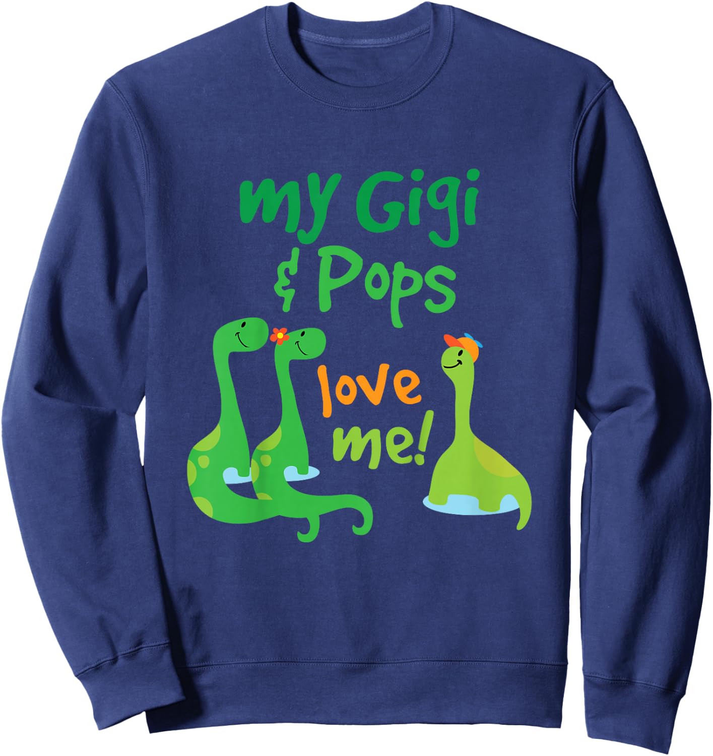 Kids My Gigi and Pops Love Me Grandson Dinosaur Sweatshirt - Sweatshirt | Navy