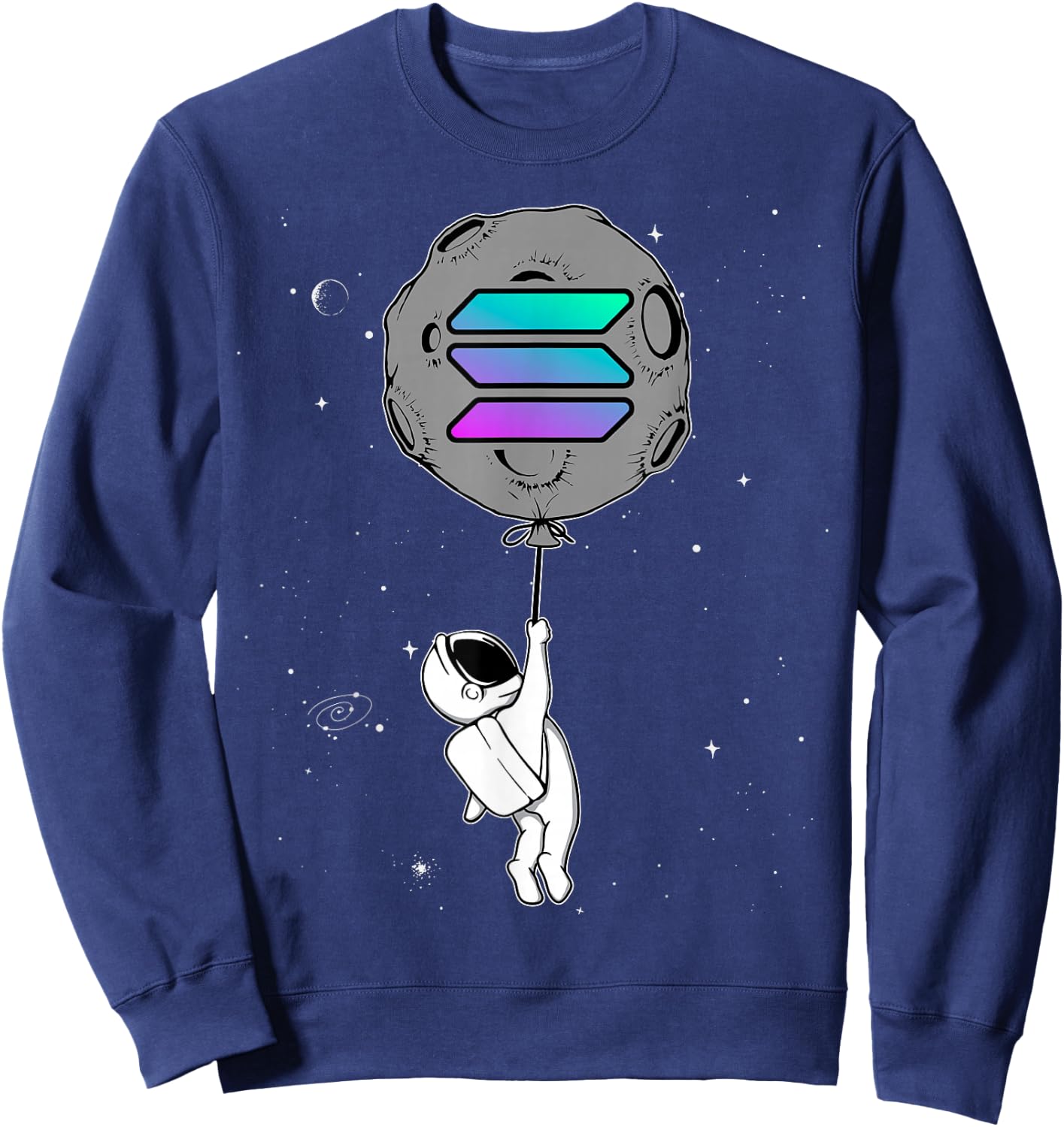 Cryptocurrency Talk Funny Solana Hodl Moon Astronaut Sweatshirt - Sweatshirt | Navy